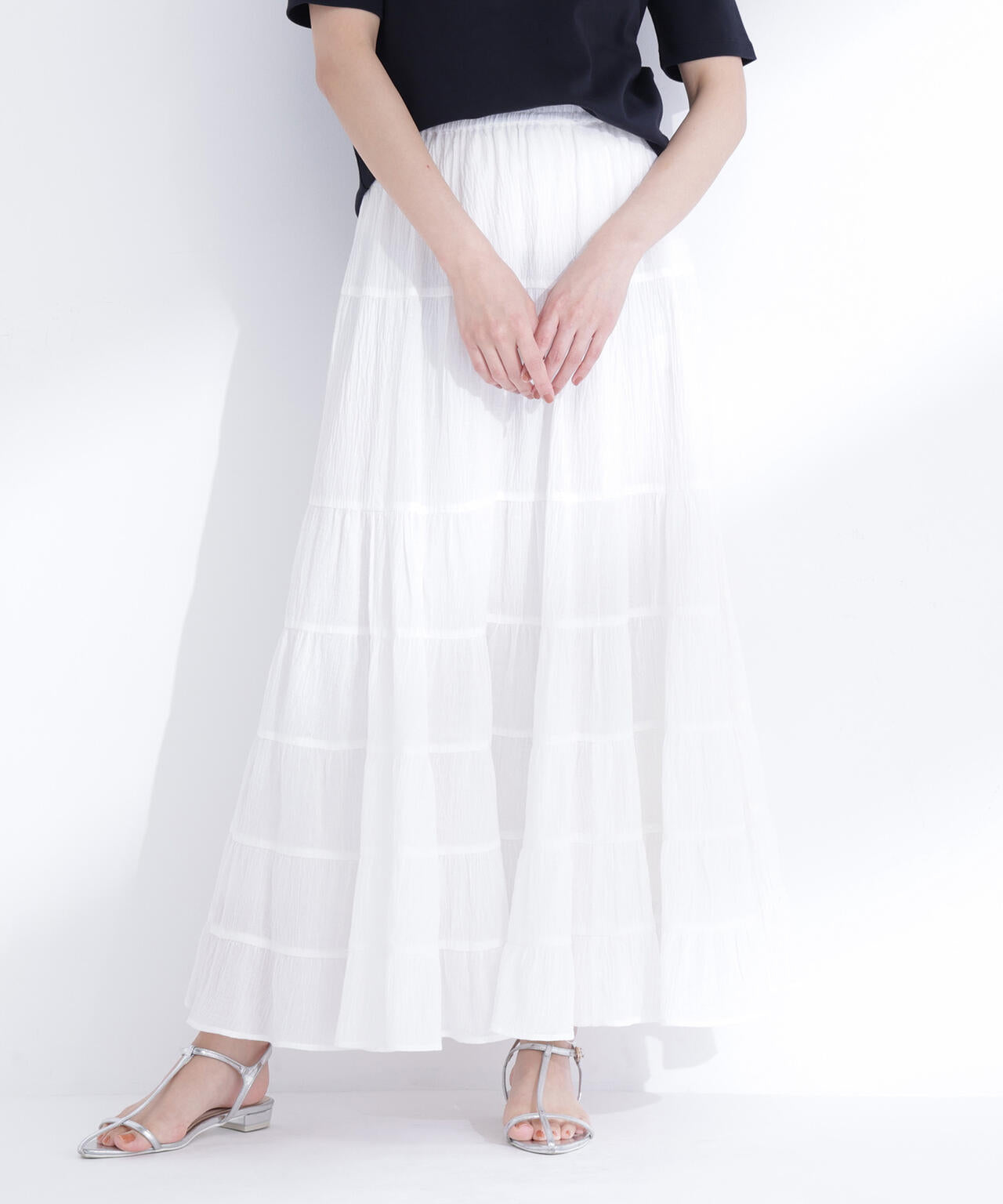 楊柳ティアードロングスカート