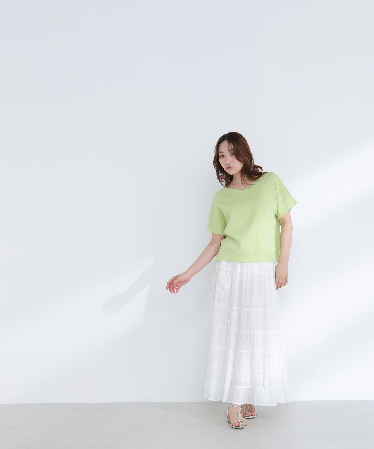 楊柳ティアードロングスカート