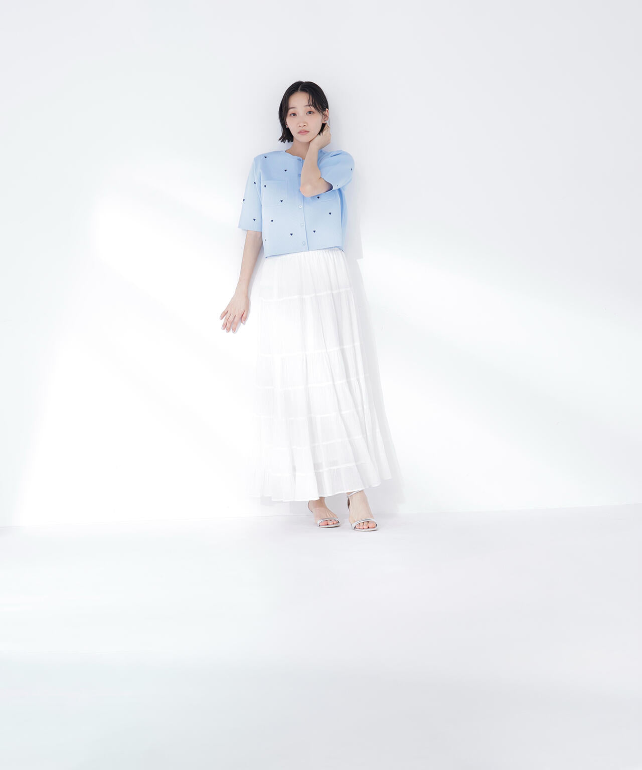 楊柳ティアードロングスカート