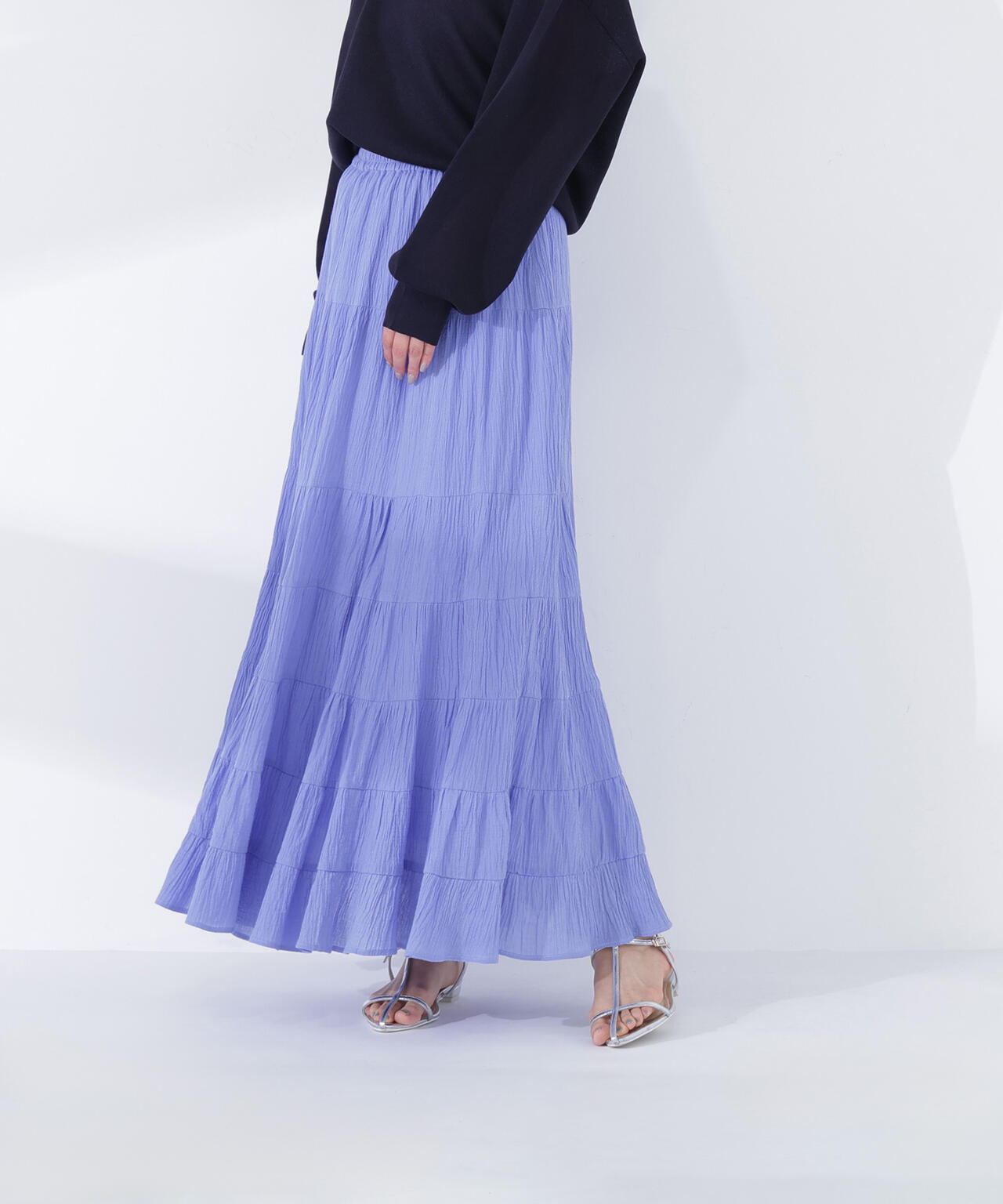 楊柳ティアードロングスカート