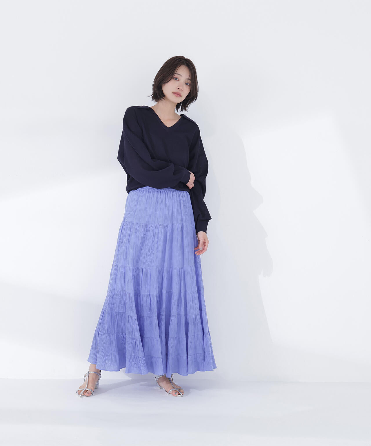 楊柳ティアードロングスカート