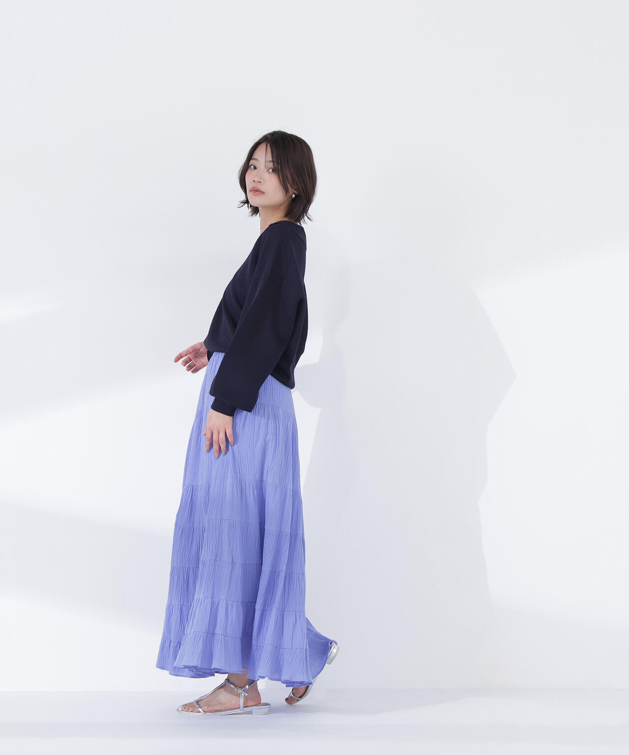 楊柳ティアードロングスカート