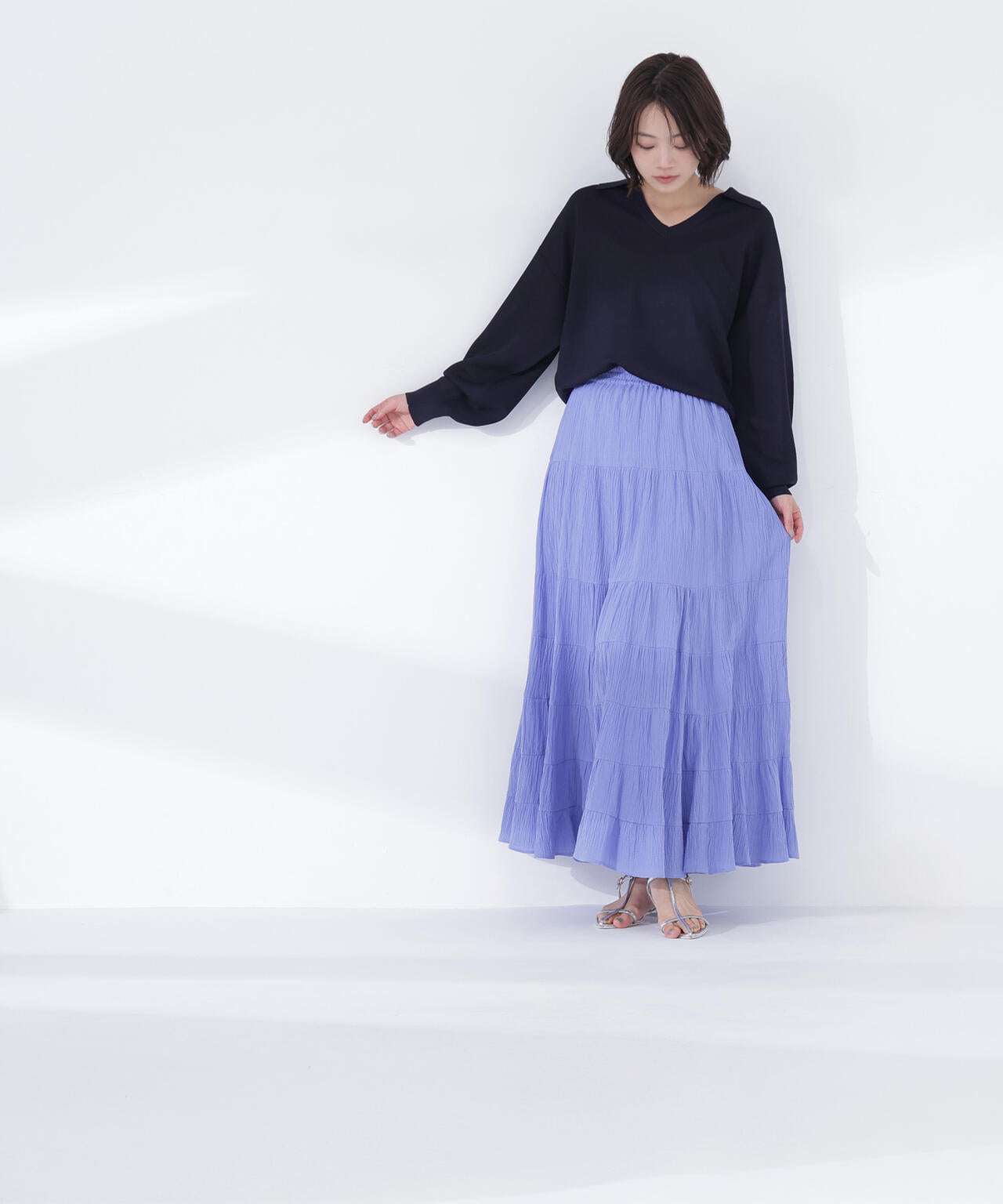 楊柳ティアードロングスカート