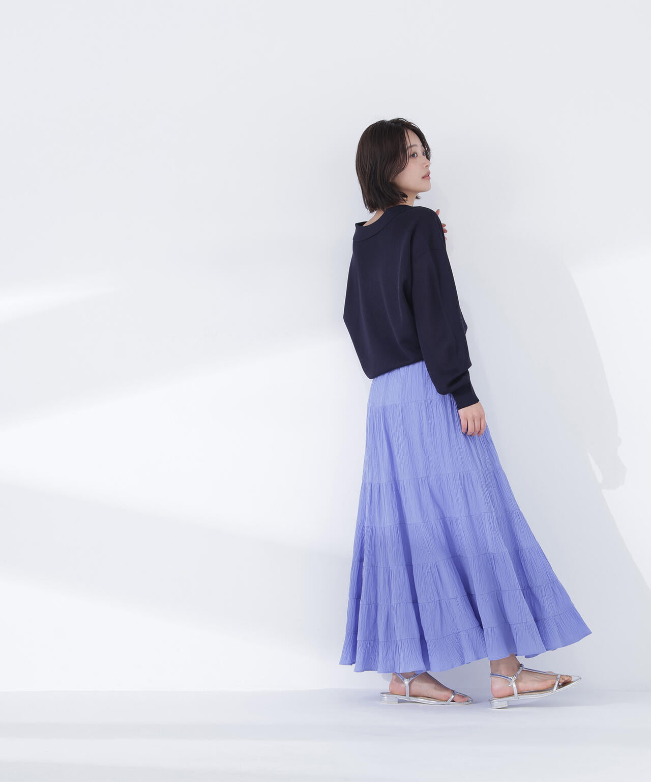 楊柳ティアードロングスカート