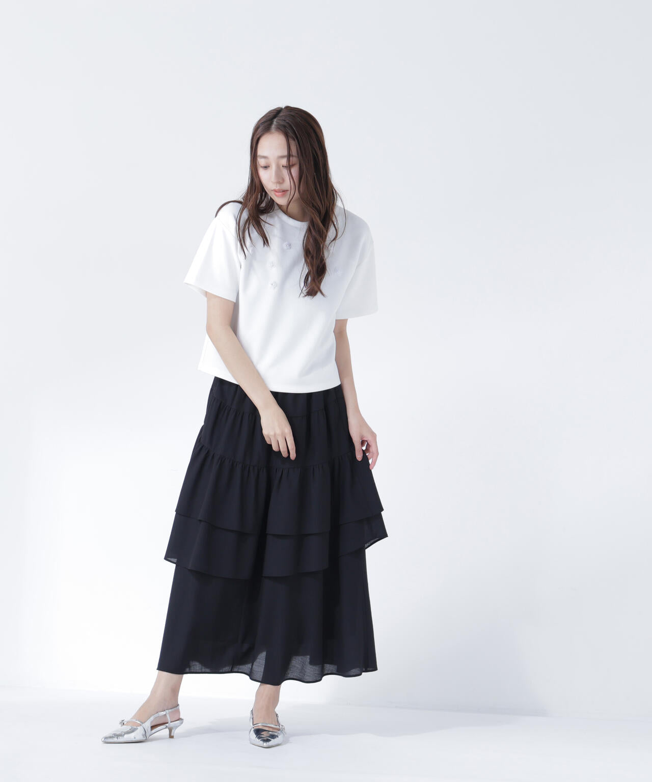 アシンメトリーティアードスカート