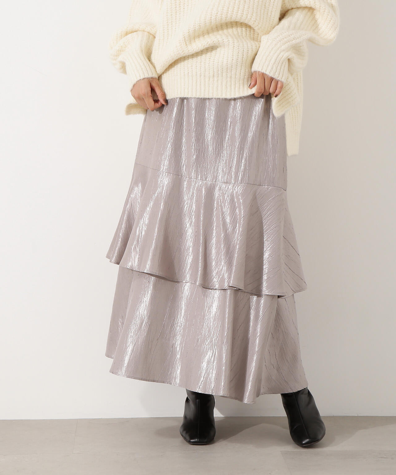 シャイニーティアードスカート
