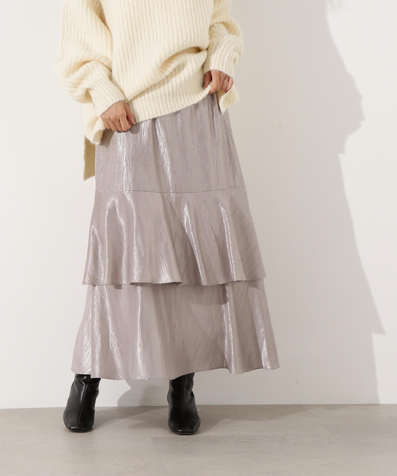 シャイニーティアードスカート