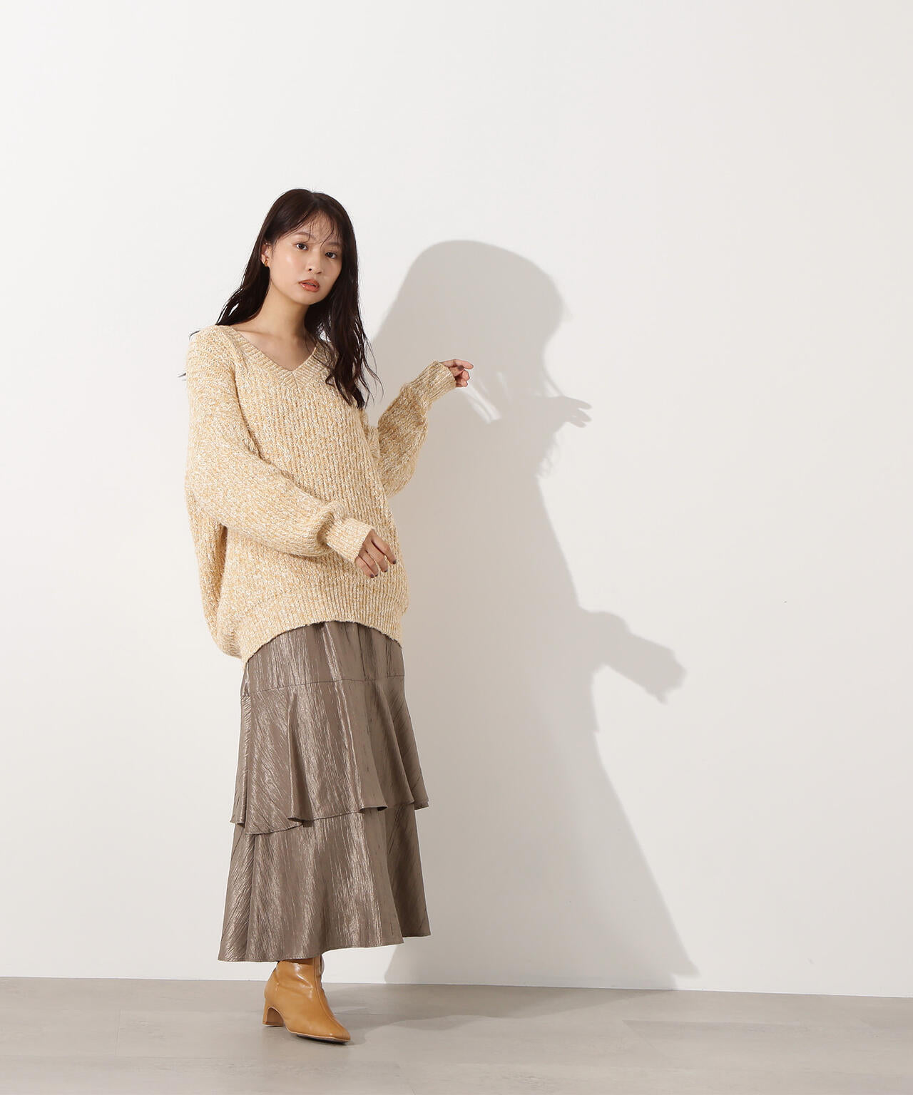 シャイニーティアードスカート