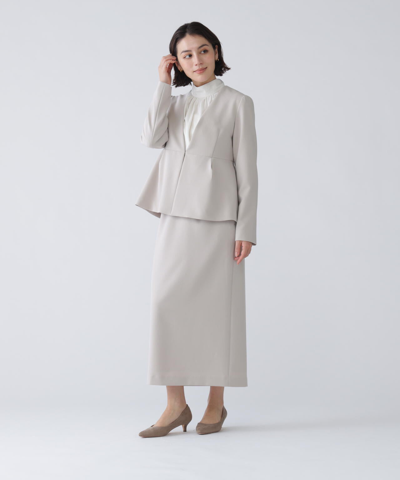 【365ユーティリティ】静電軽減テープ使用洗えてシワになりづらいスカートセットアップ