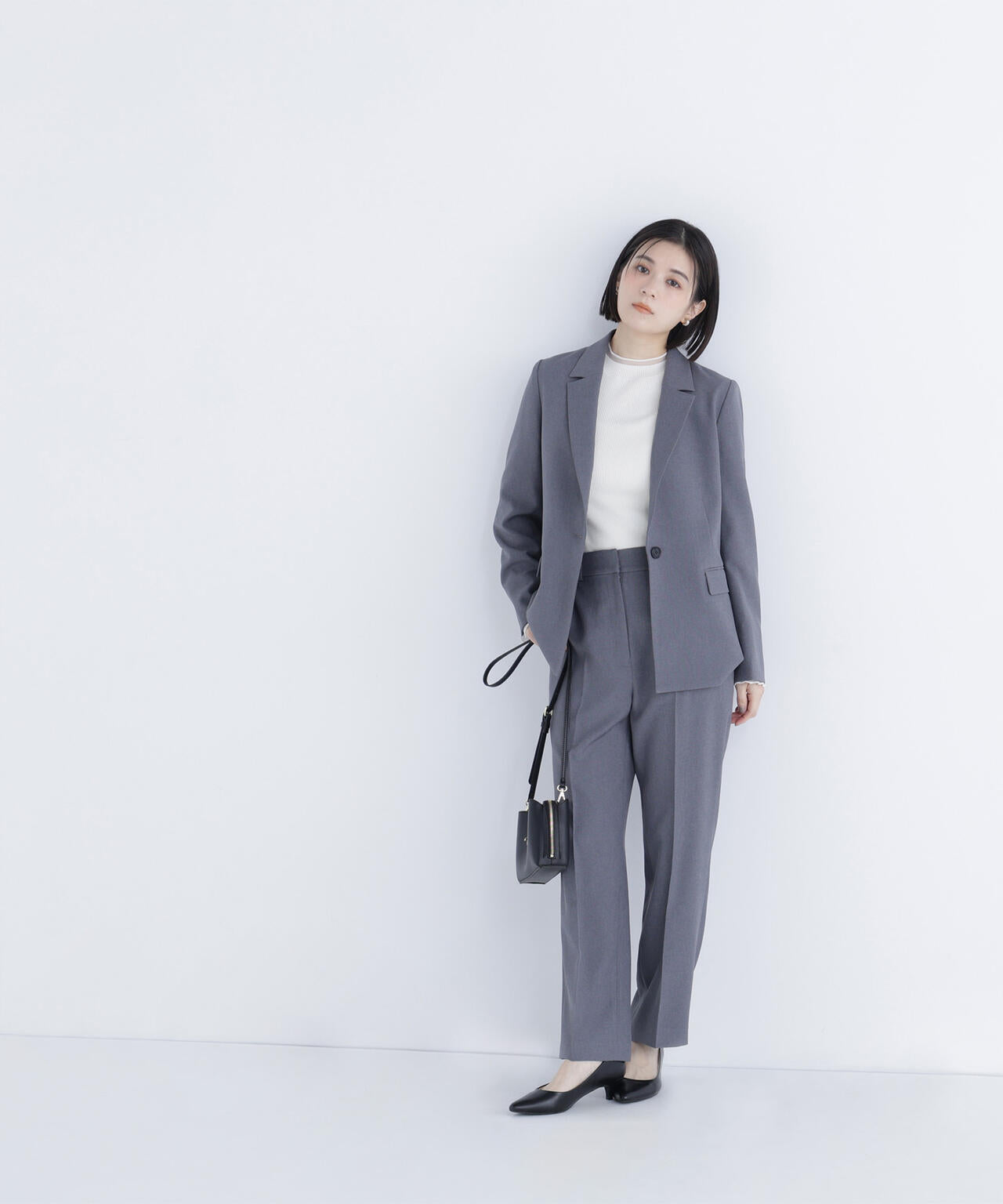 メランジシャークスキン SETUP ストレートパンツ