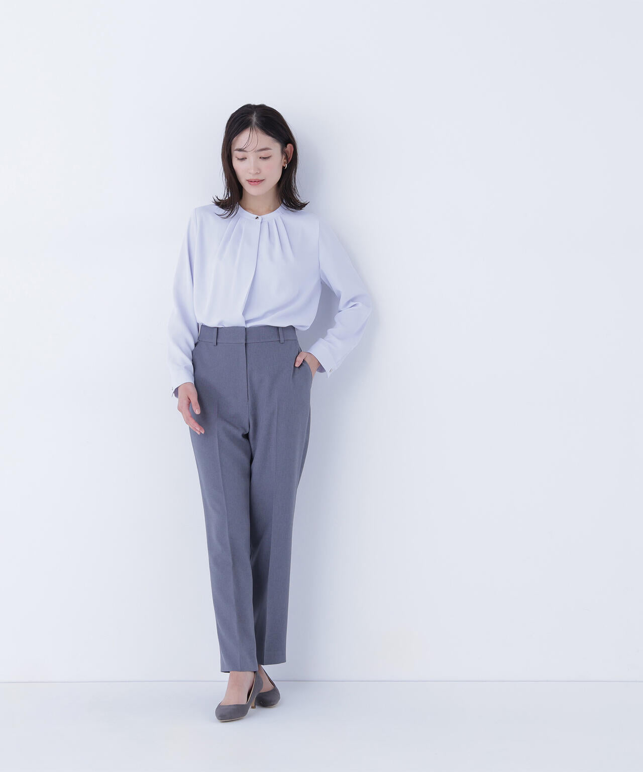 メランジシャークスキン SETUP ストレートパンツ