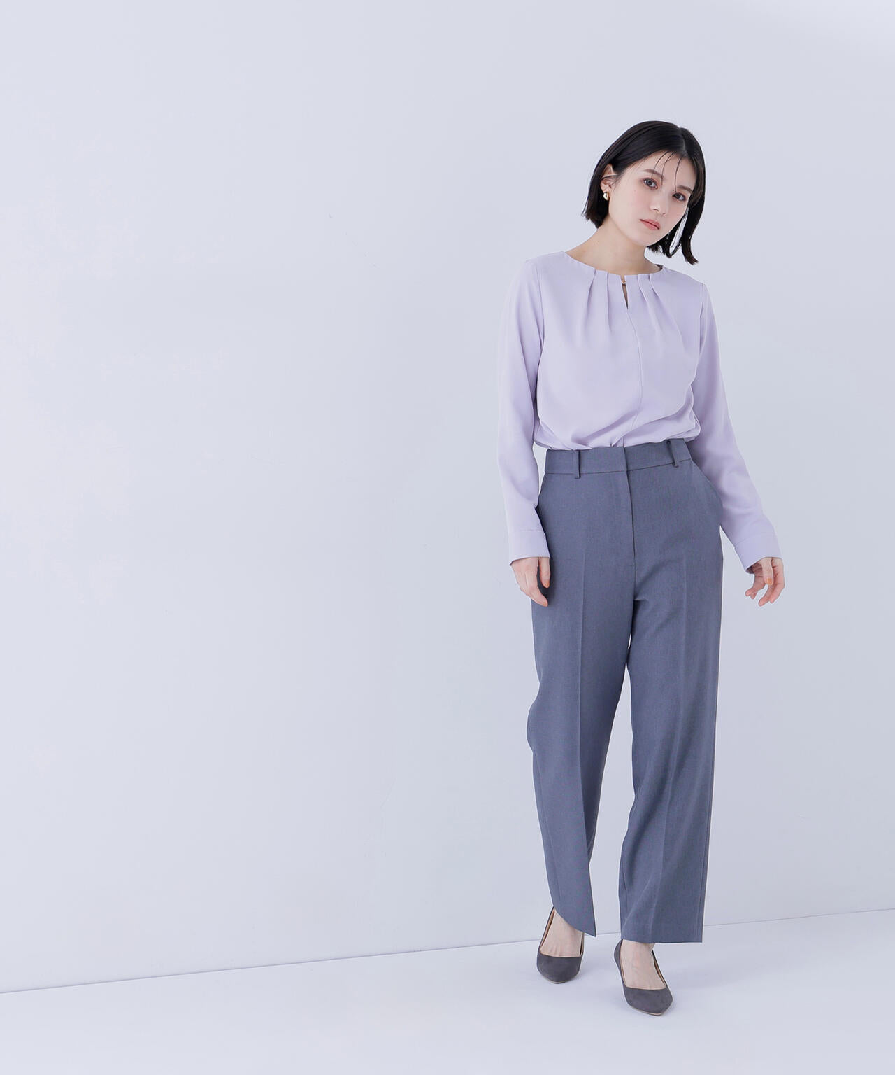 メランジシャークスキン SETUP ストレートパンツ