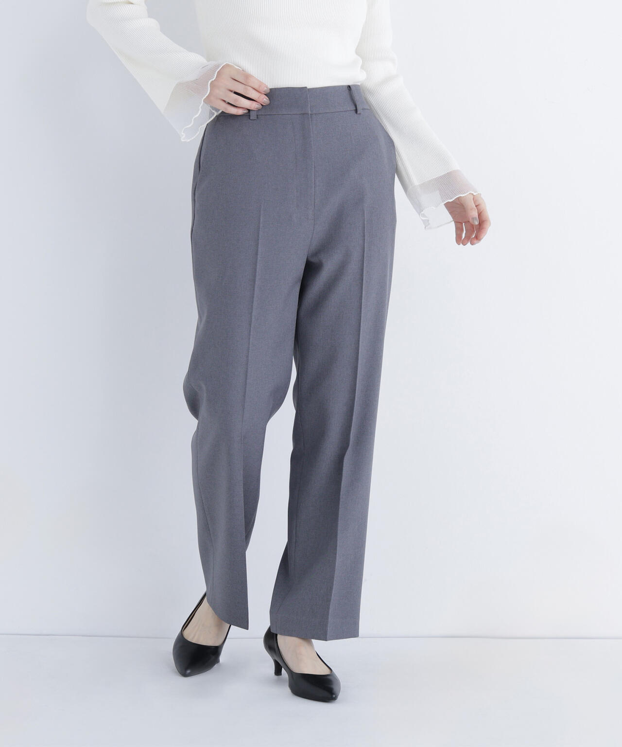 メランジシャークスキン SETUP ストレートパンツ