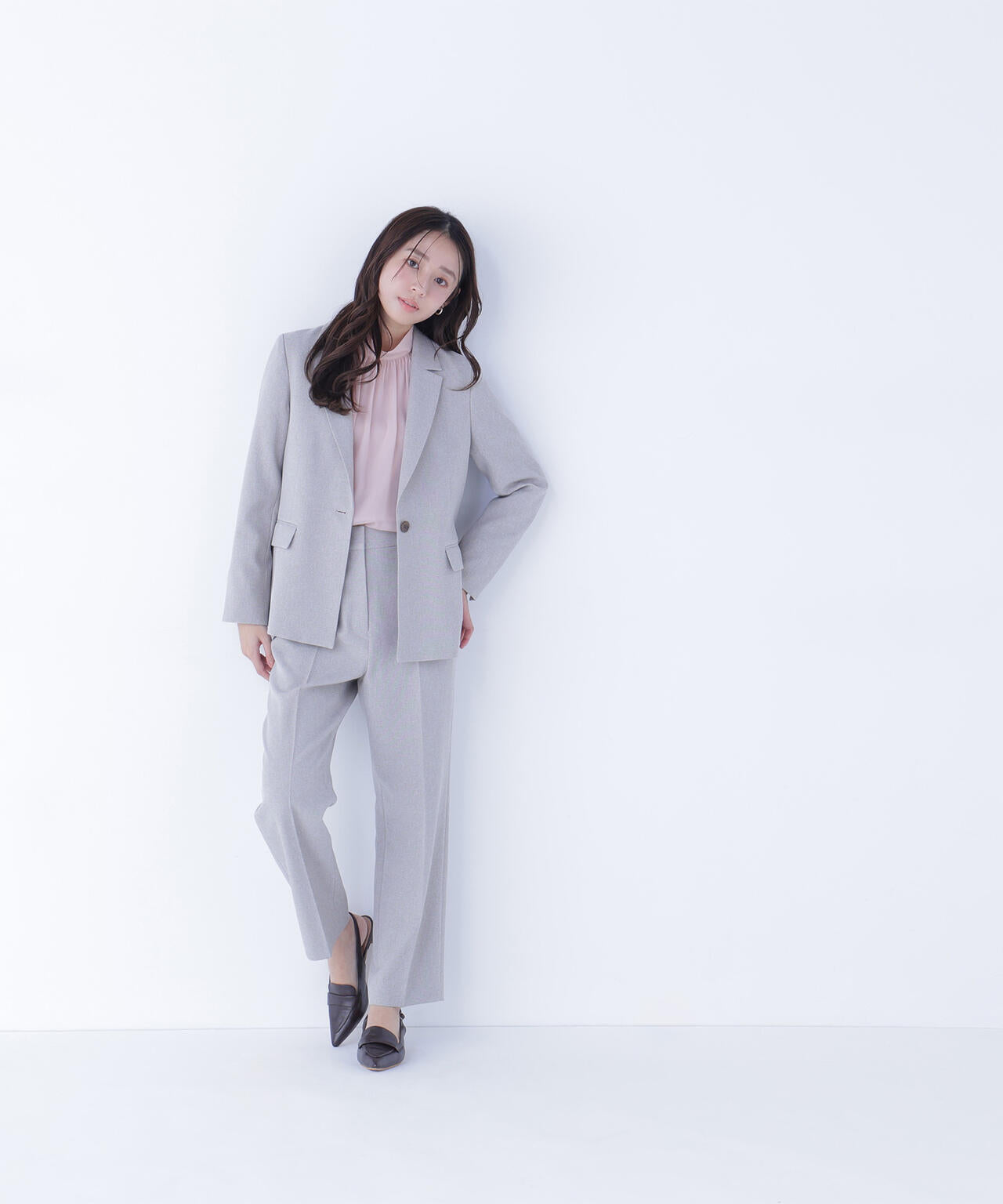 メランジシャークスキン SETUP ストレートパンツ