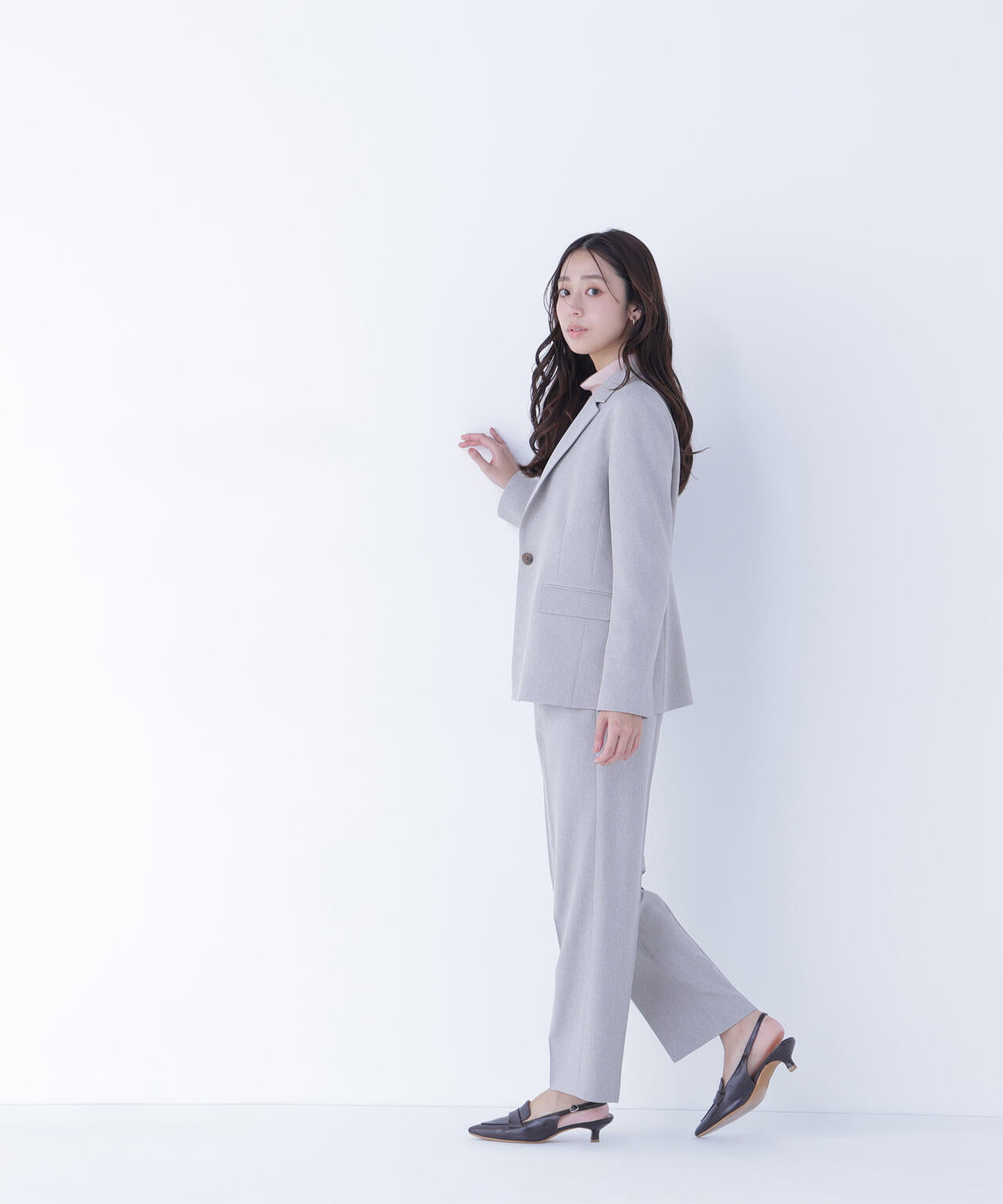 メランジシャークスキン SETUP ストレートパンツ
