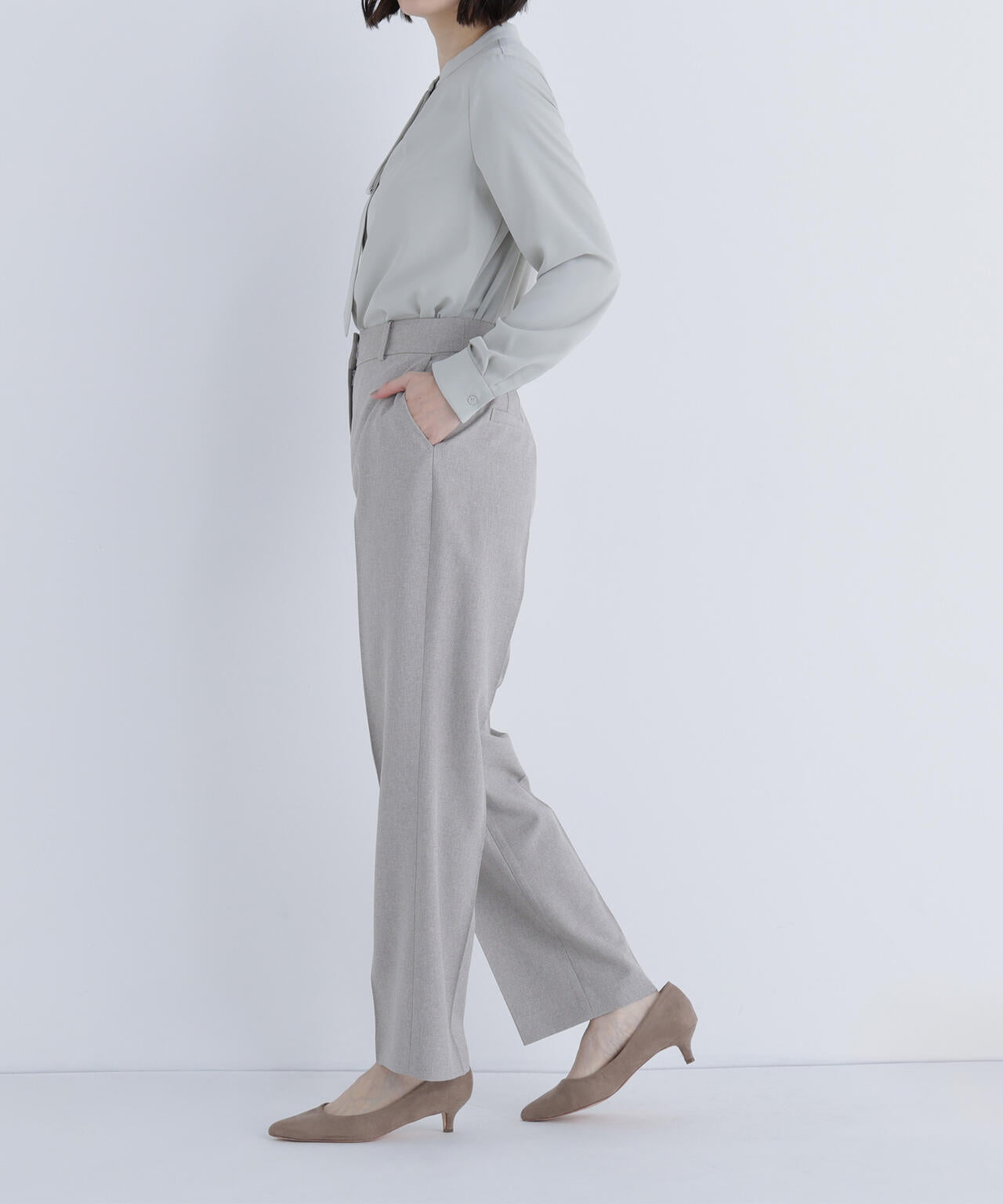 メランジシャークスキン SETUP ストレートパンツ