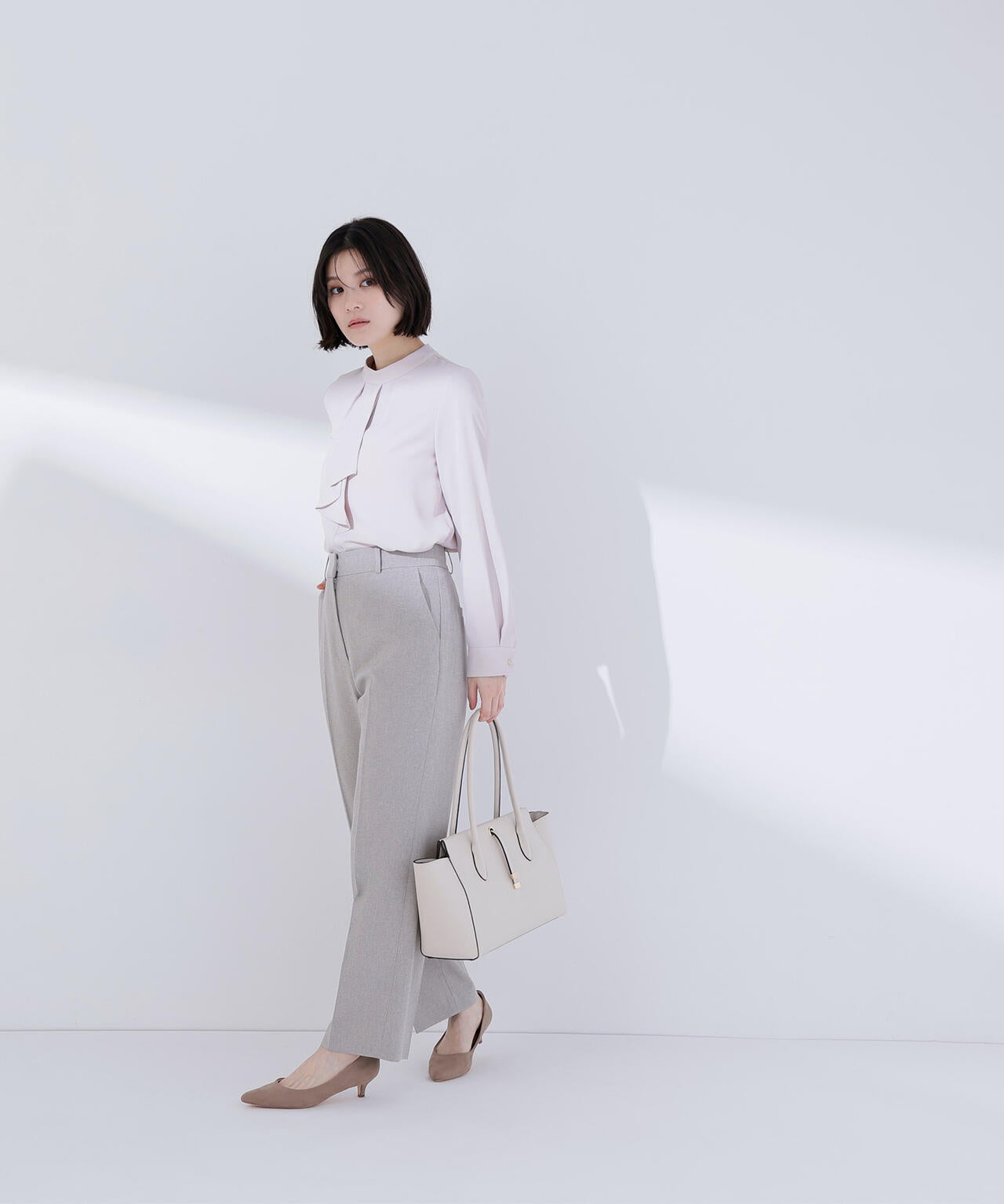 メランジシャークスキン SETUP ストレートパンツ