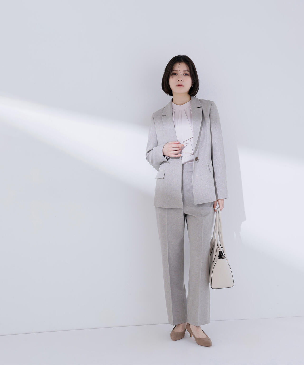 メランジシャークスキン SETUP ストレートパンツ