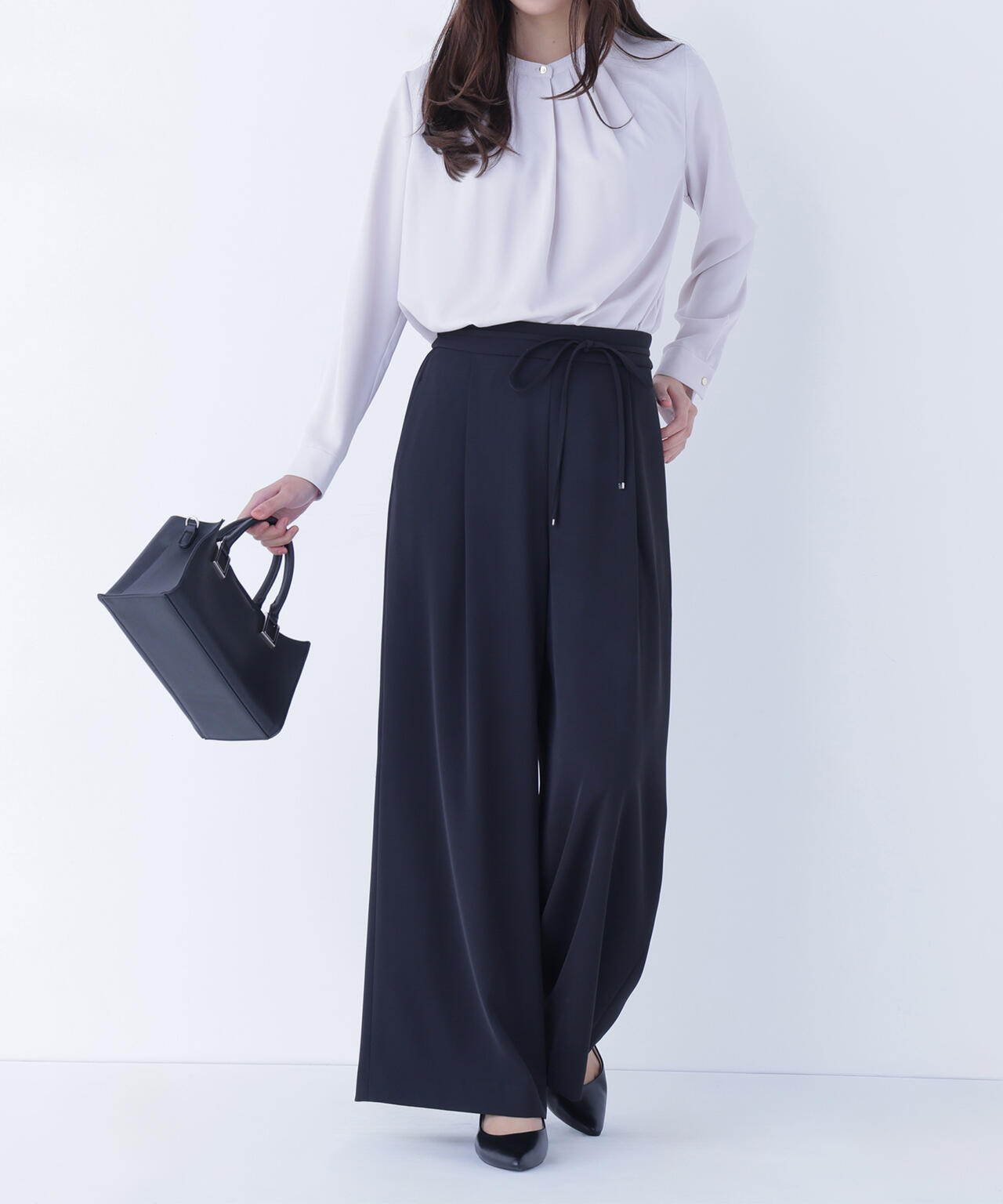 ナローリボンイージーワイドパンツ