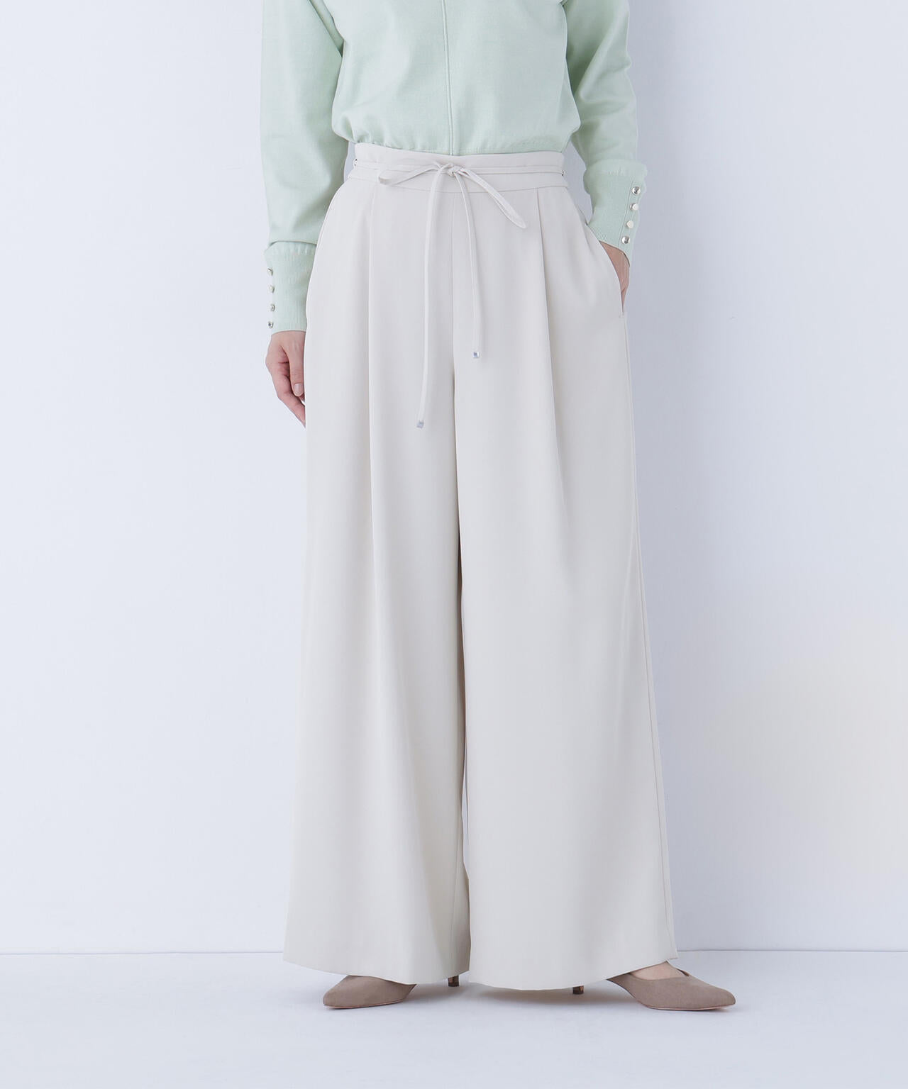 ナローリボンイージーワイドパンツ