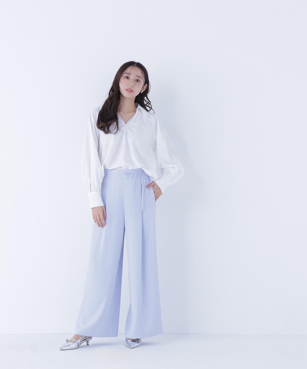 ナローリボンイージーワイドパンツ