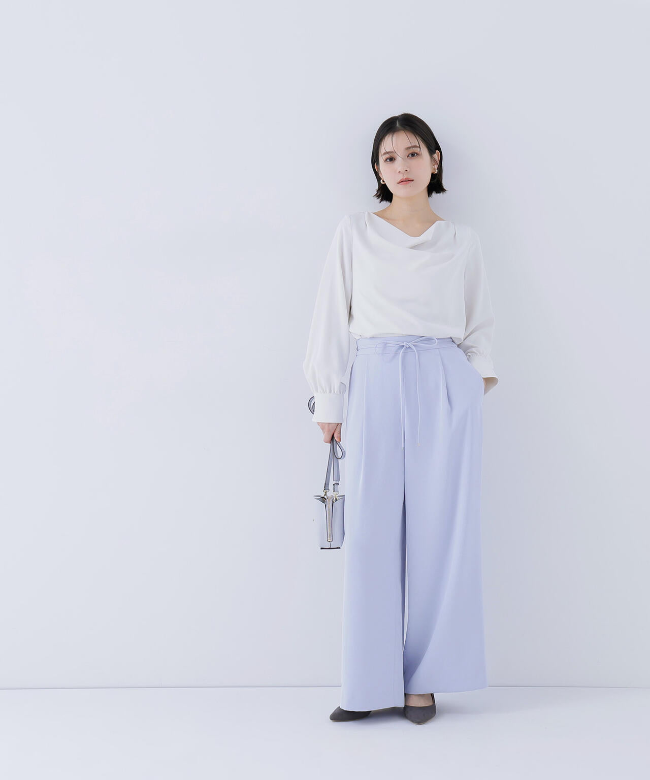 ナローリボンイージーワイドパンツ