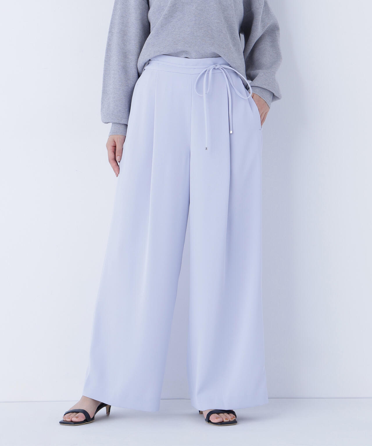 ナローリボンイージーワイドパンツ