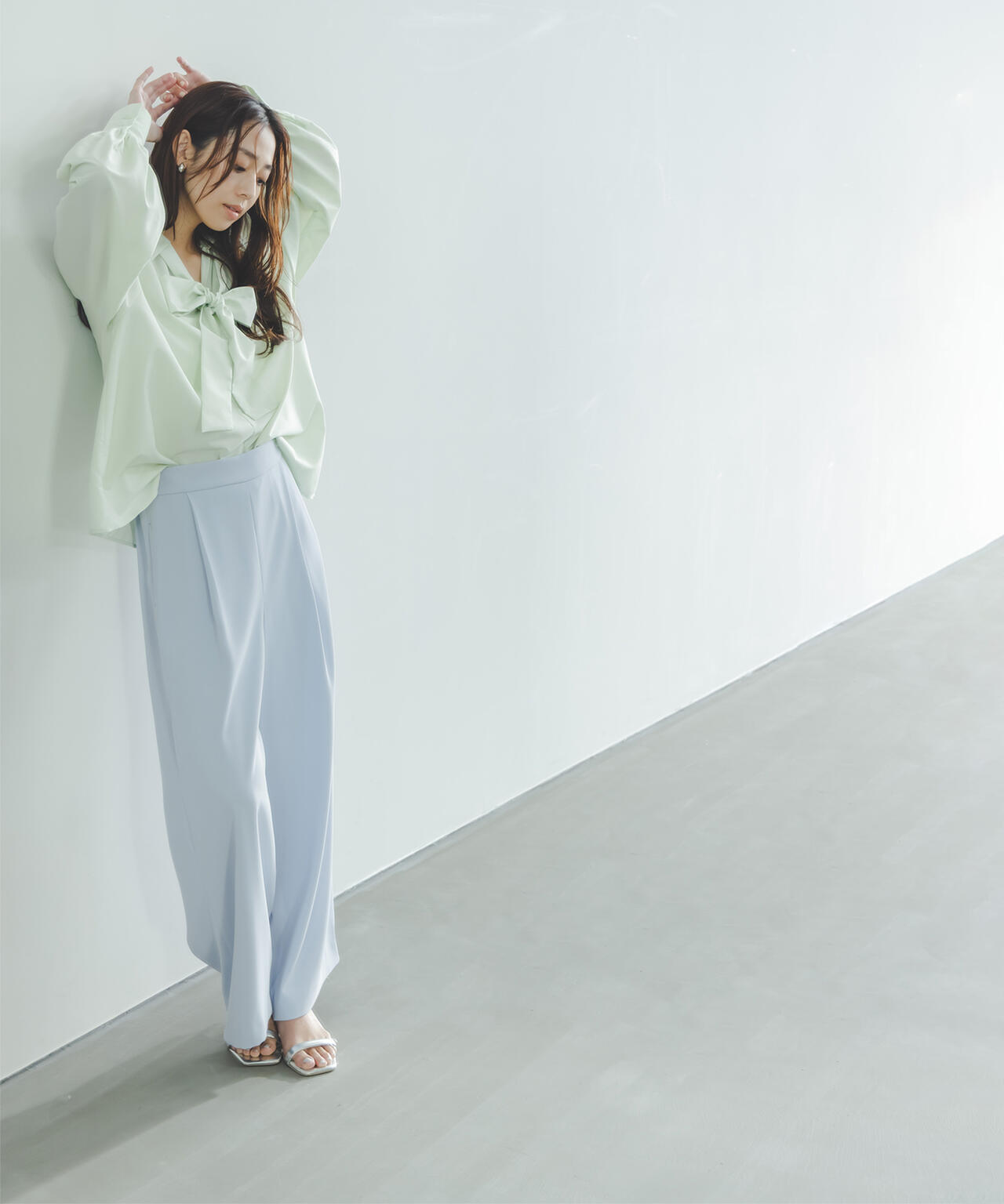 ナローリボンイージーワイドパンツ