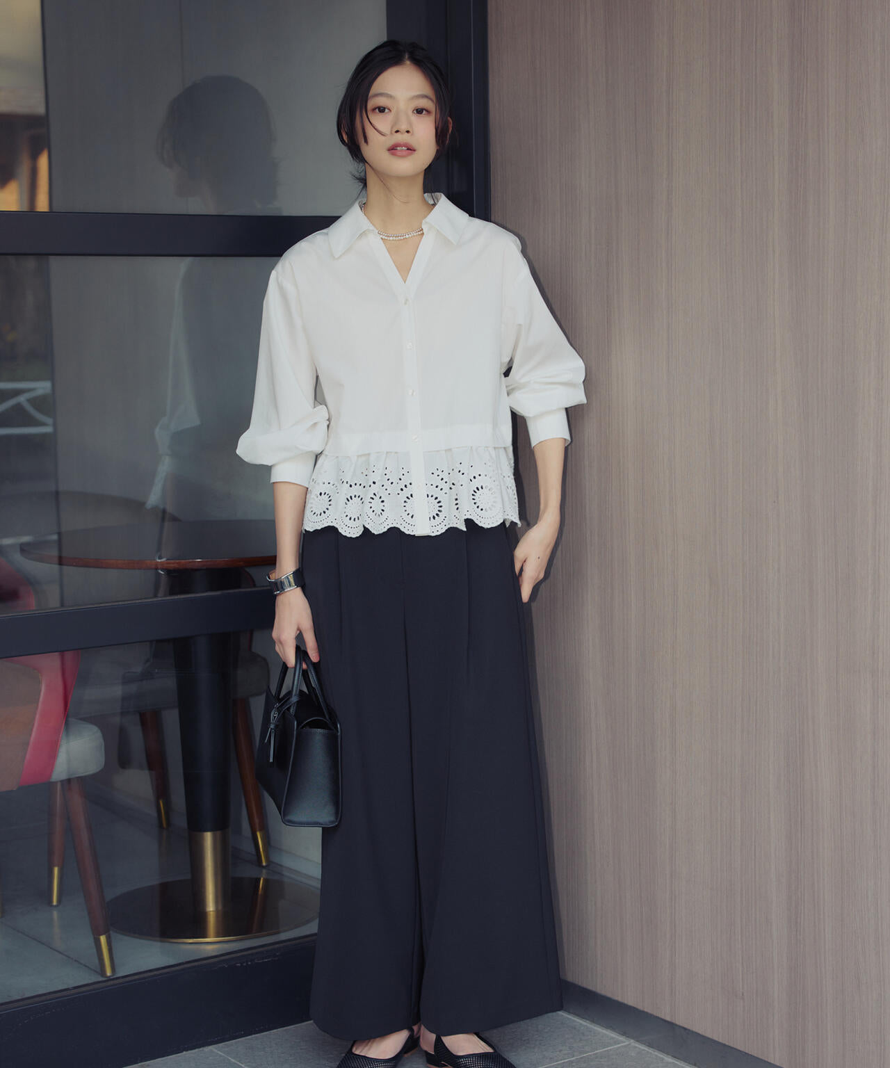 ベルテッドタックワイドパンツ