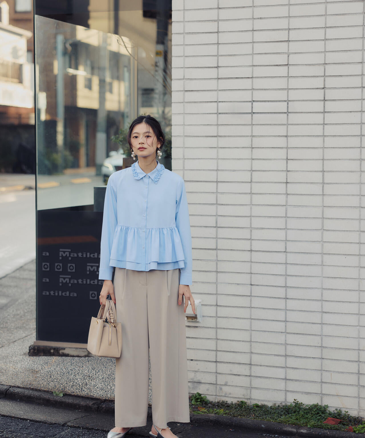 ベルテッドタックワイドパンツ