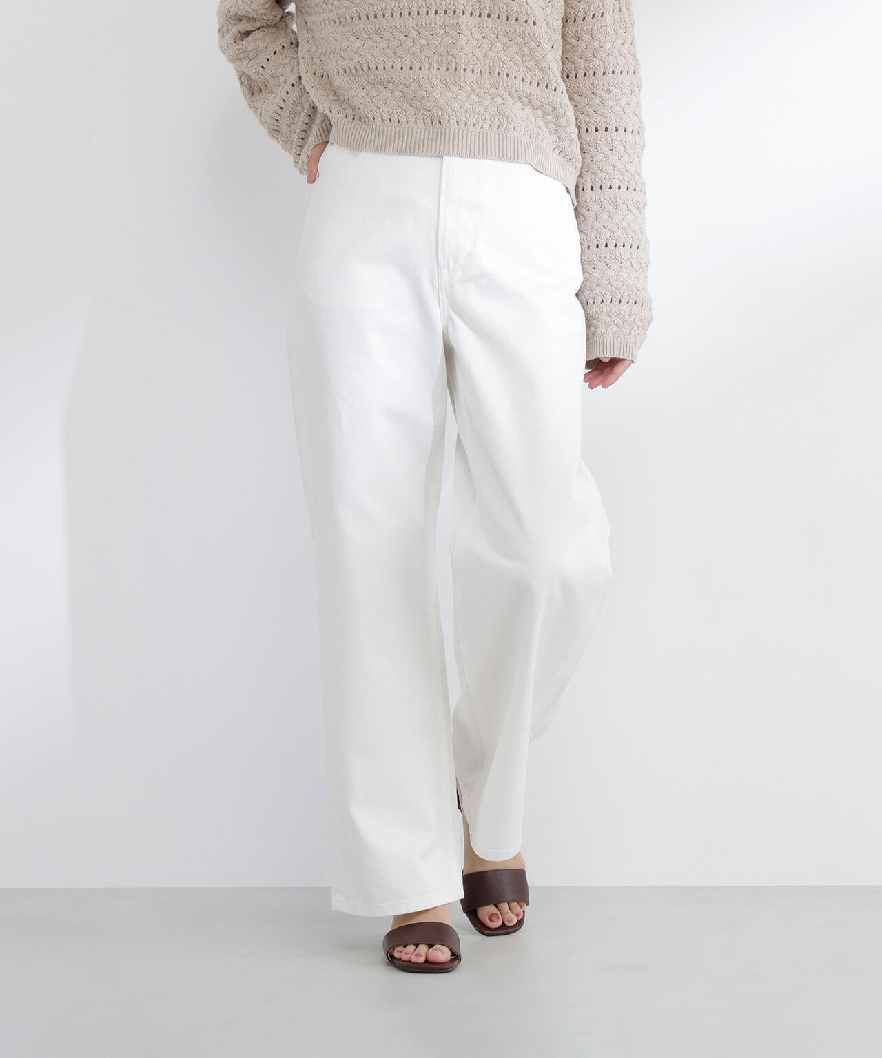 ワイドストレートデニムパンツ