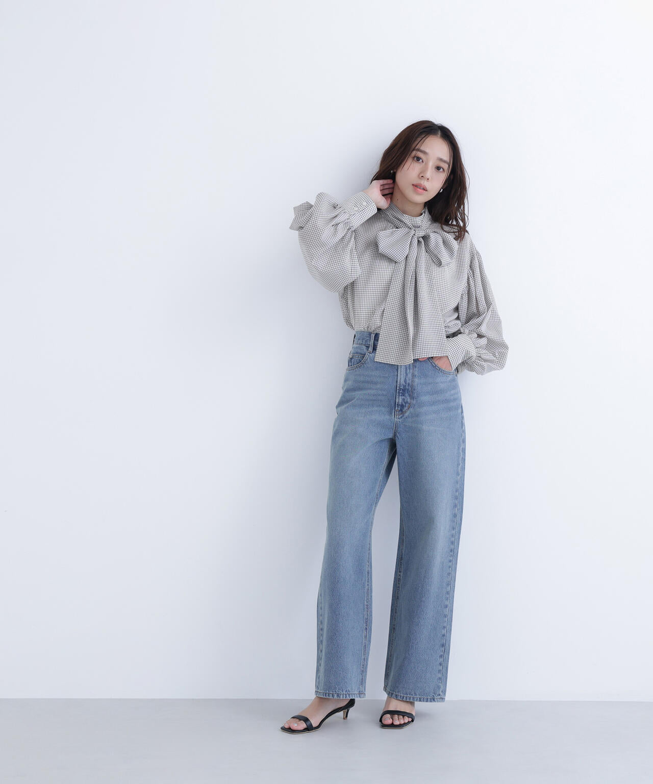 ワイドストレートデニムパンツ