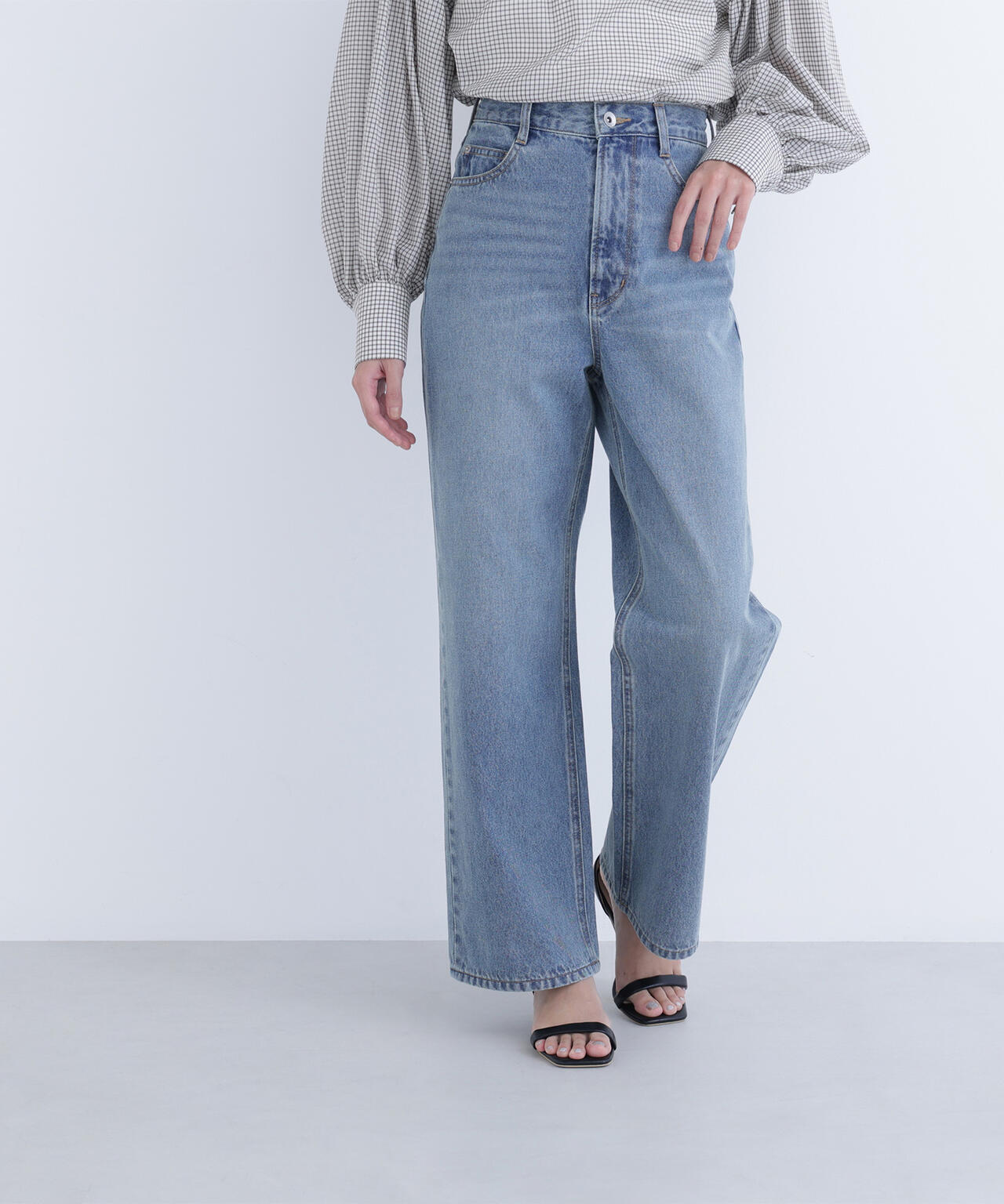 ワイドストレートデニムパンツ