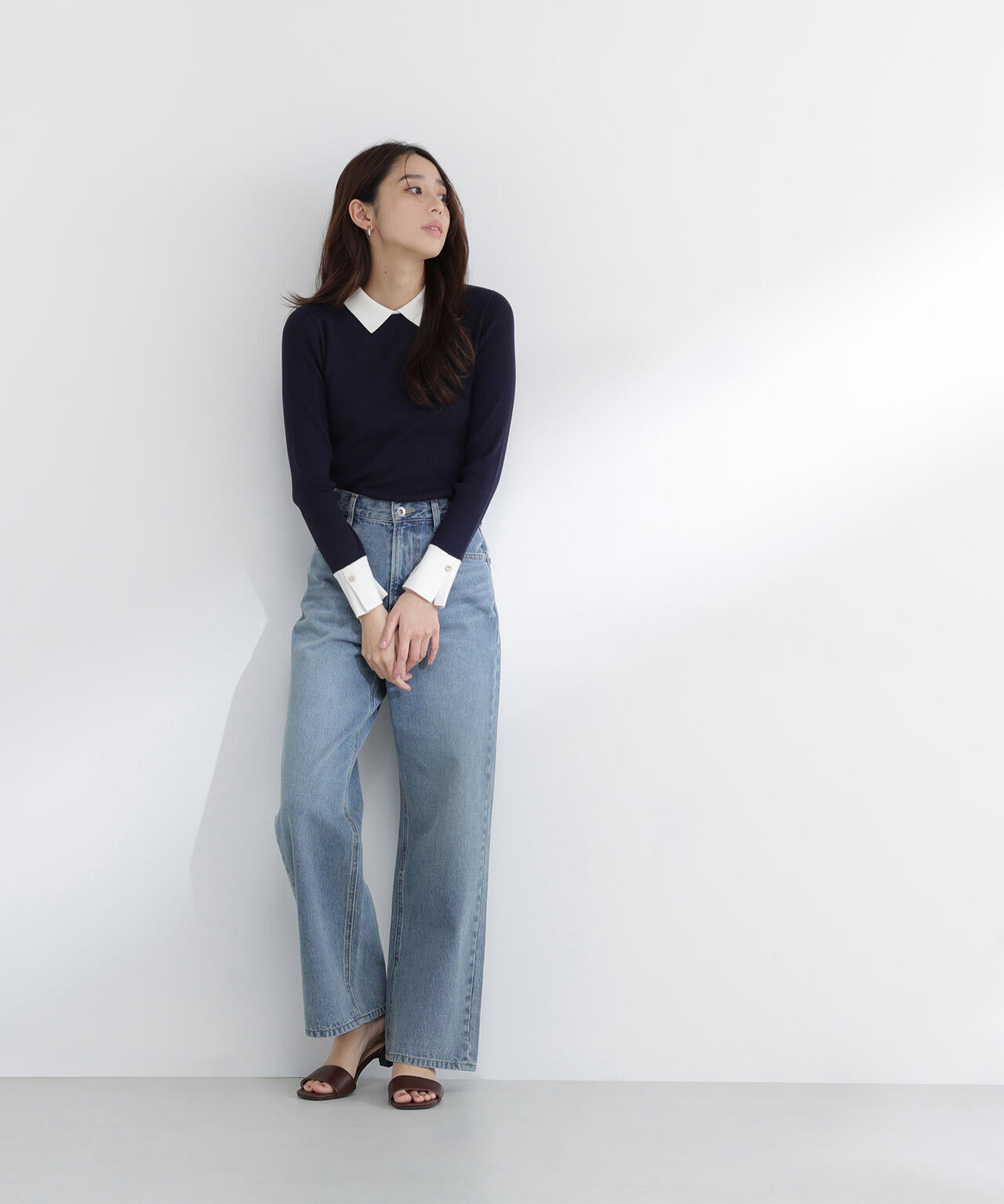 ワイドストレートデニムパンツ