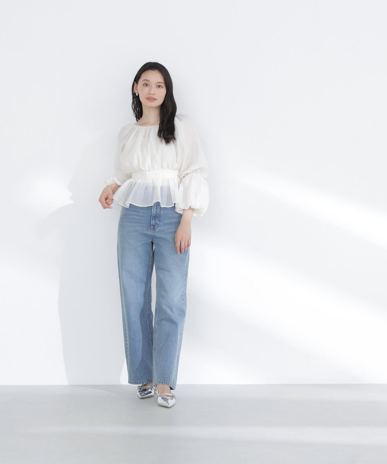 ワイドストレートデニムパンツ