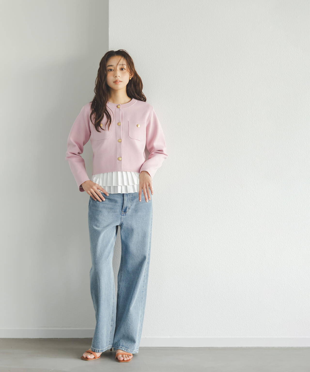 ワイドストレートデニムパンツ