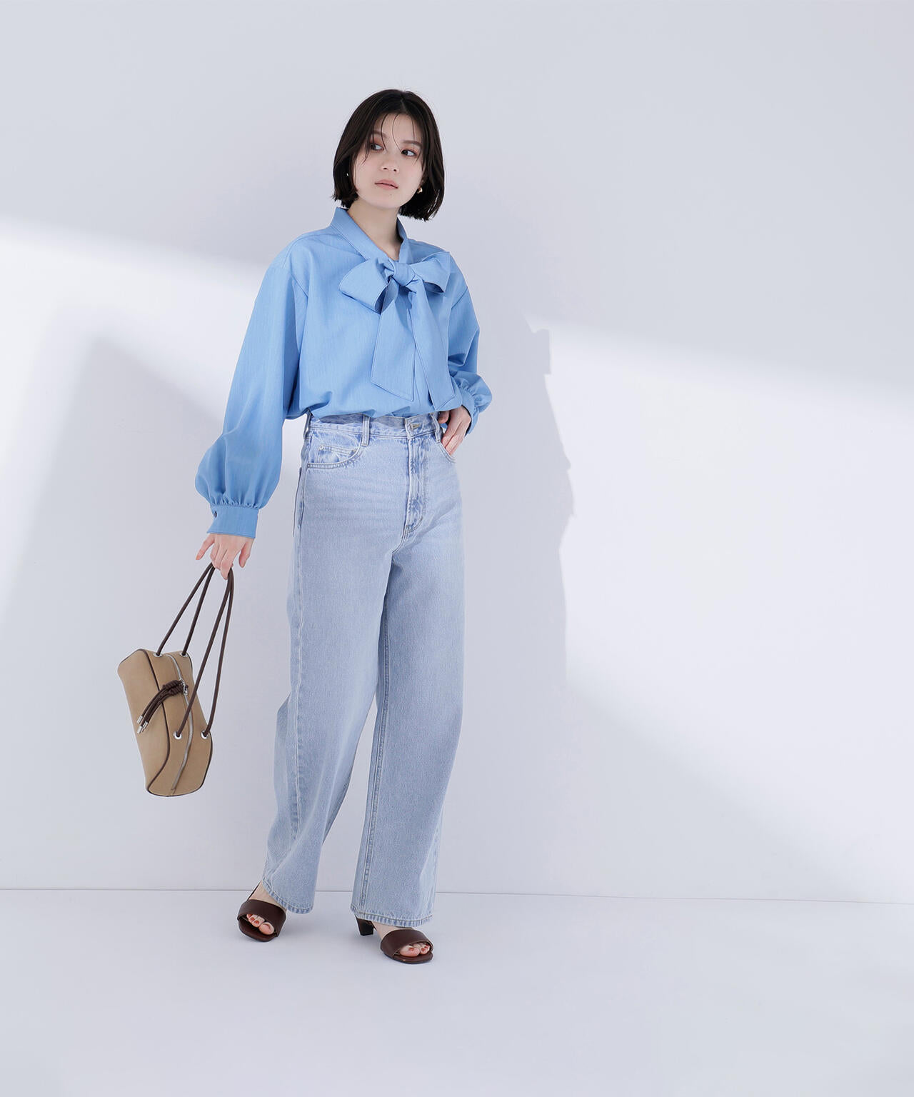 ワイドストレートデニムパンツ