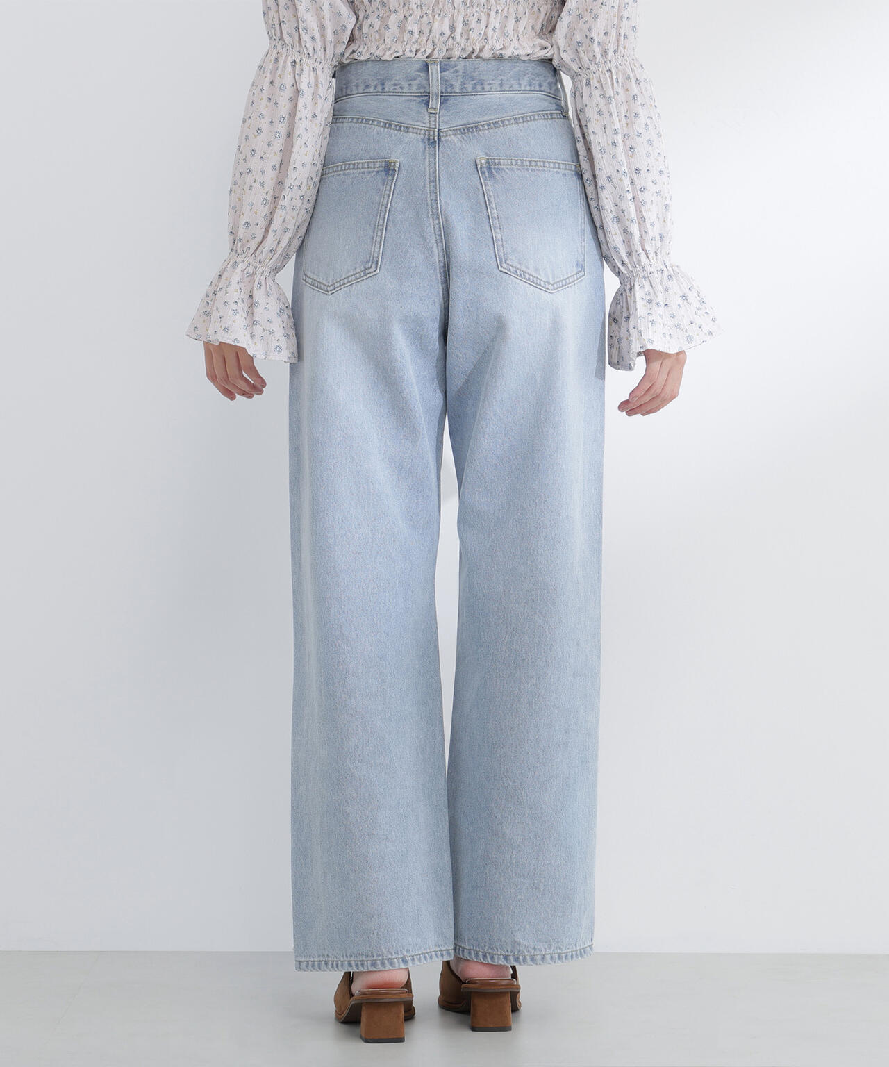 ワイドストレートデニムパンツ