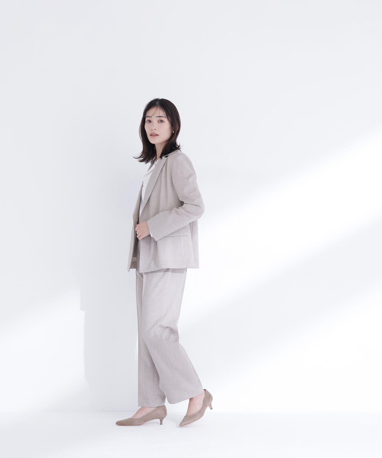 リネンライク SETUP ストレートパンツ