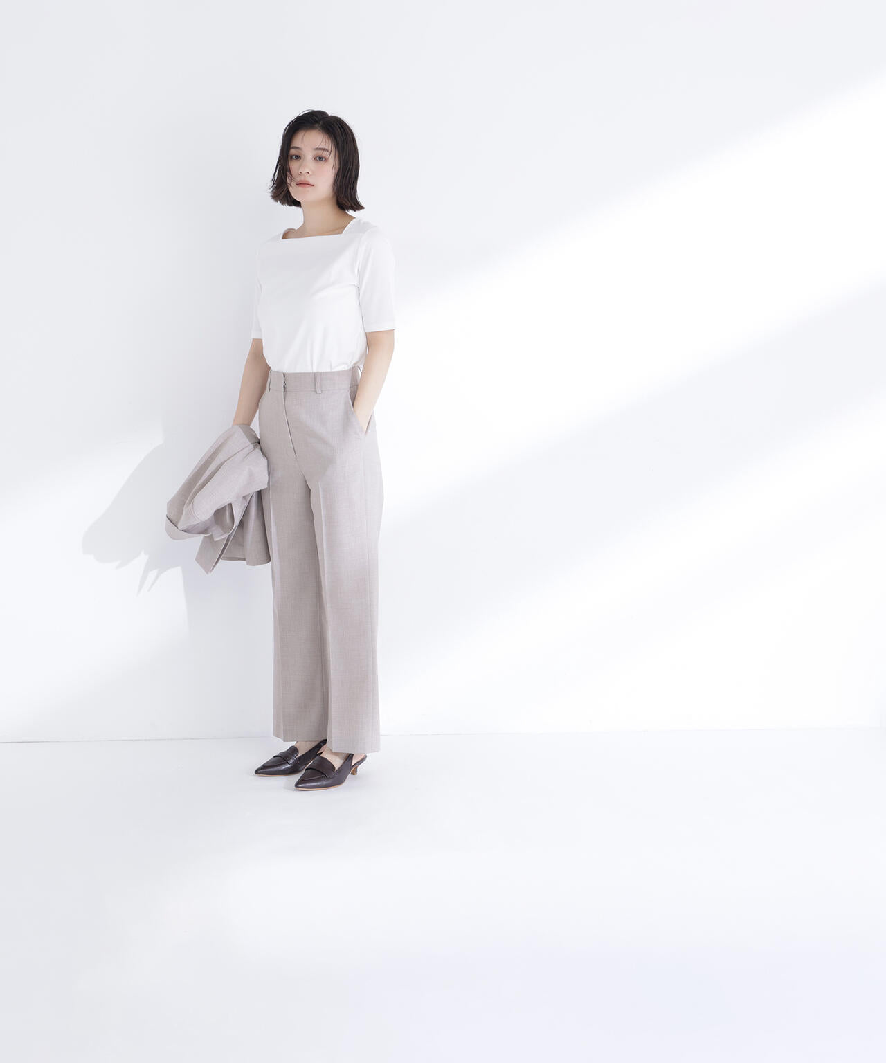 リネンライク SETUP ストレートパンツ