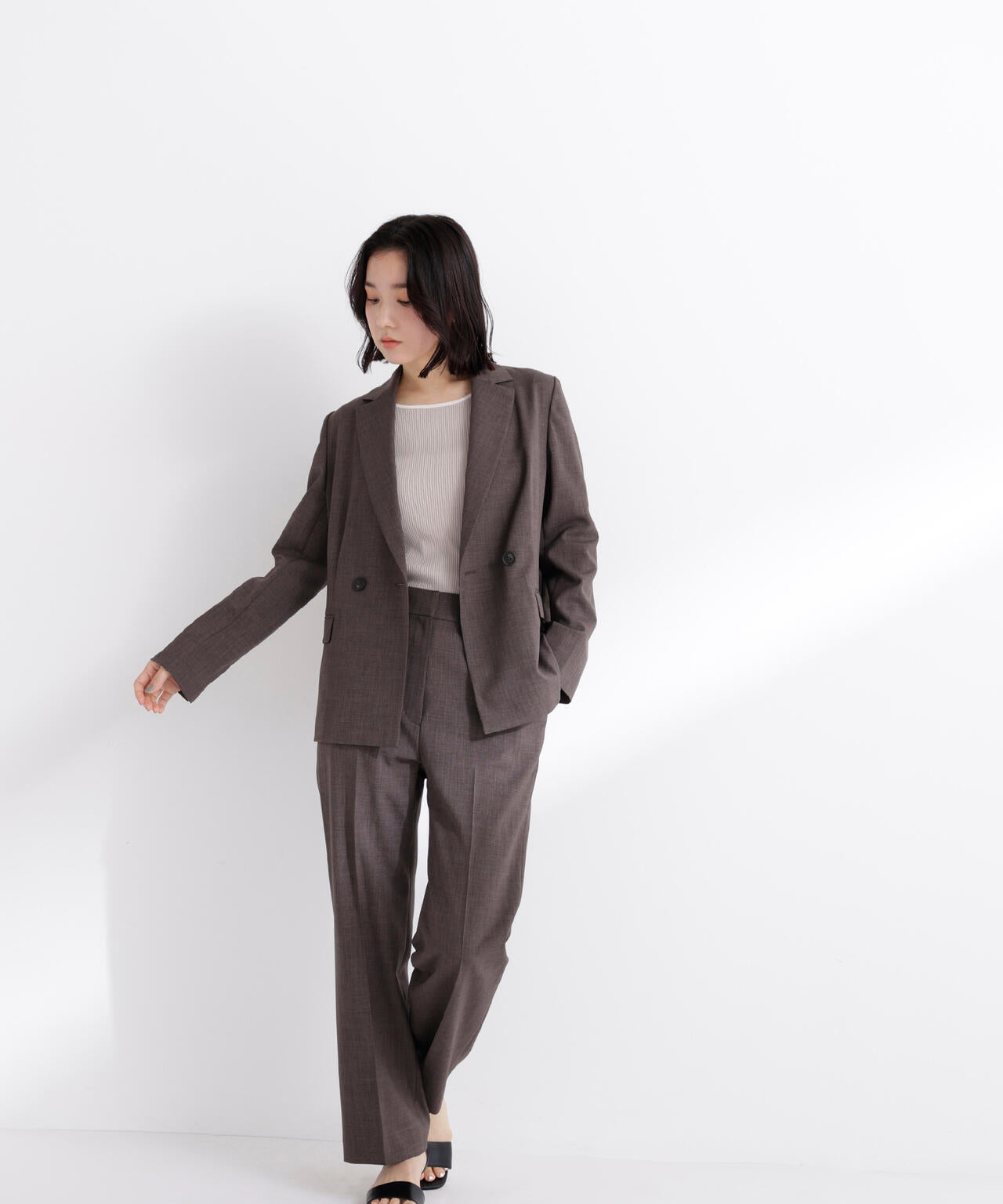 リネンライク SETUP ストレートパンツ