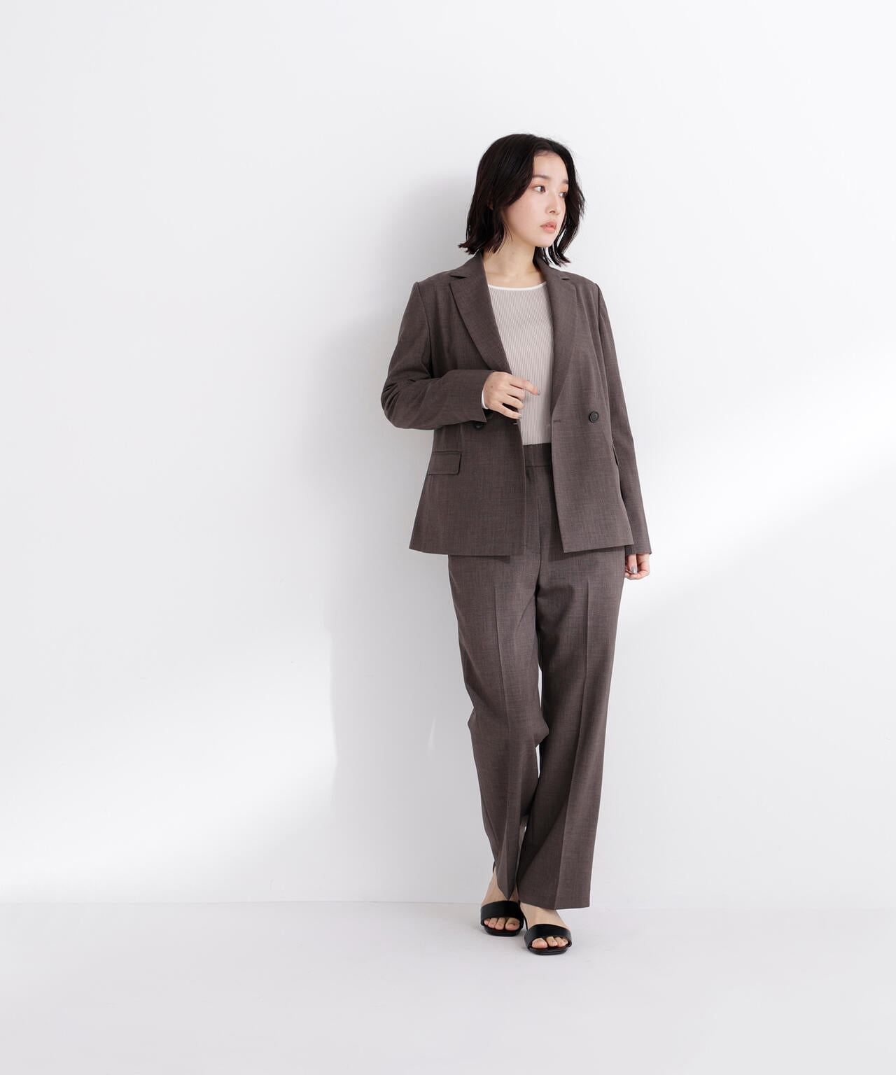 リネンライク SETUP ストレートパンツ