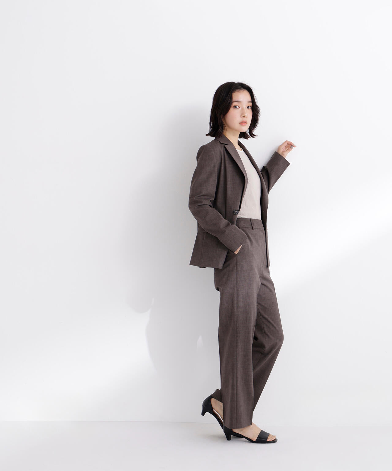 リネンライク SETUP ストレートパンツ