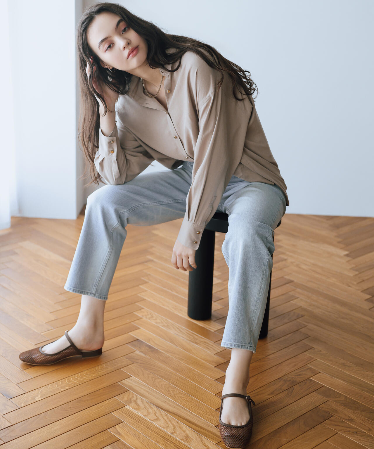 <FUDGE掲載><Healthy DENIM>ハイライズストレートデニムパンツ