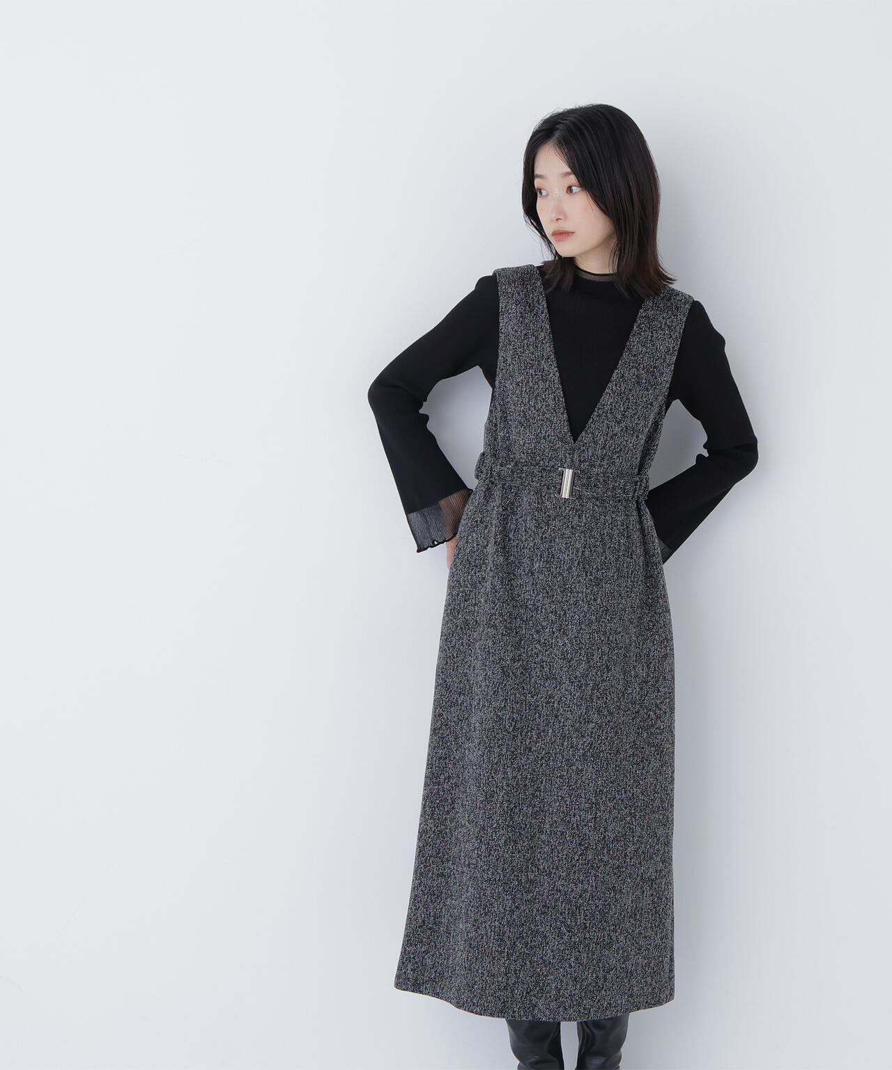 ベルト付Vネックジャンスカ