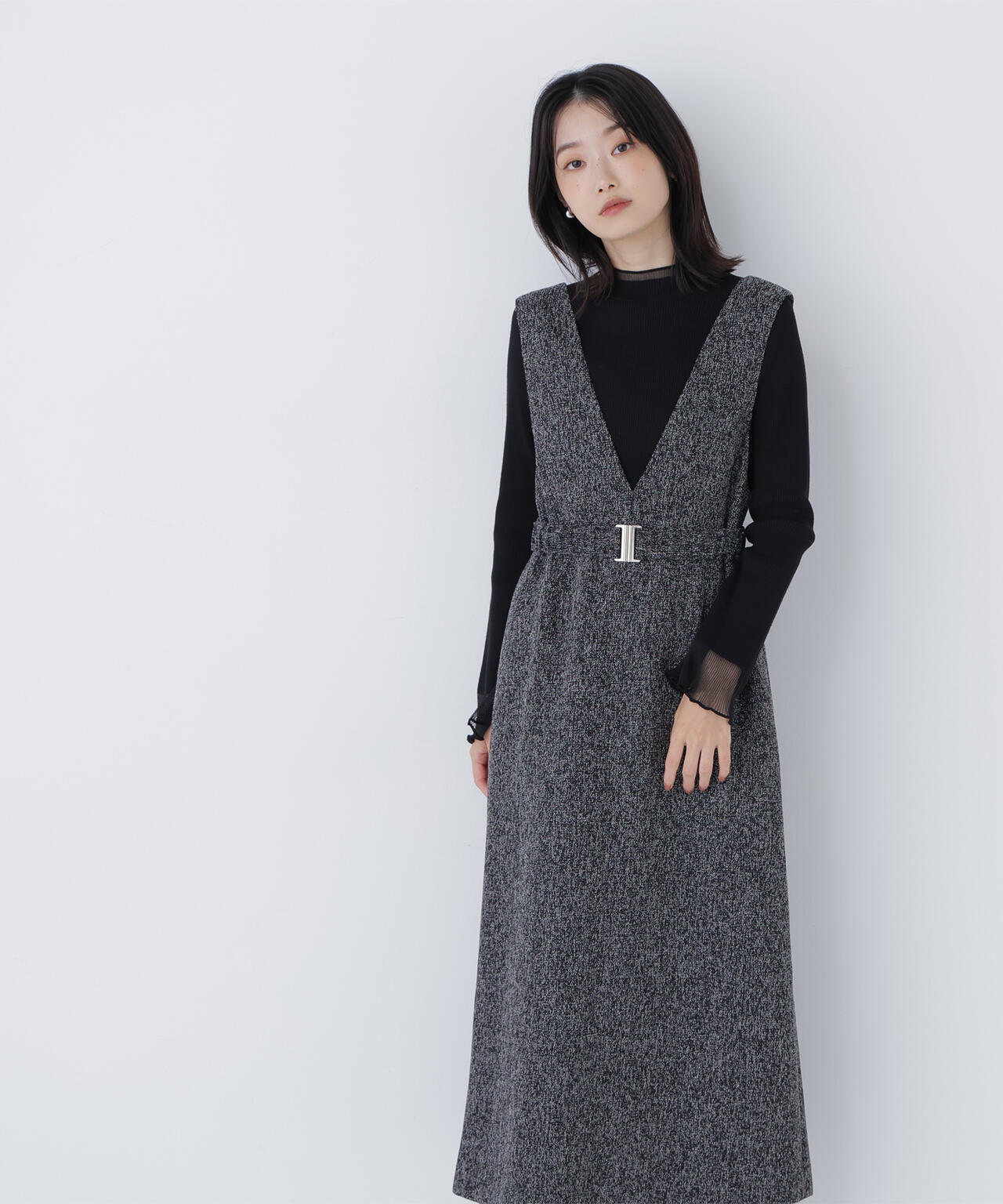 ベルト付Vネックジャンスカ