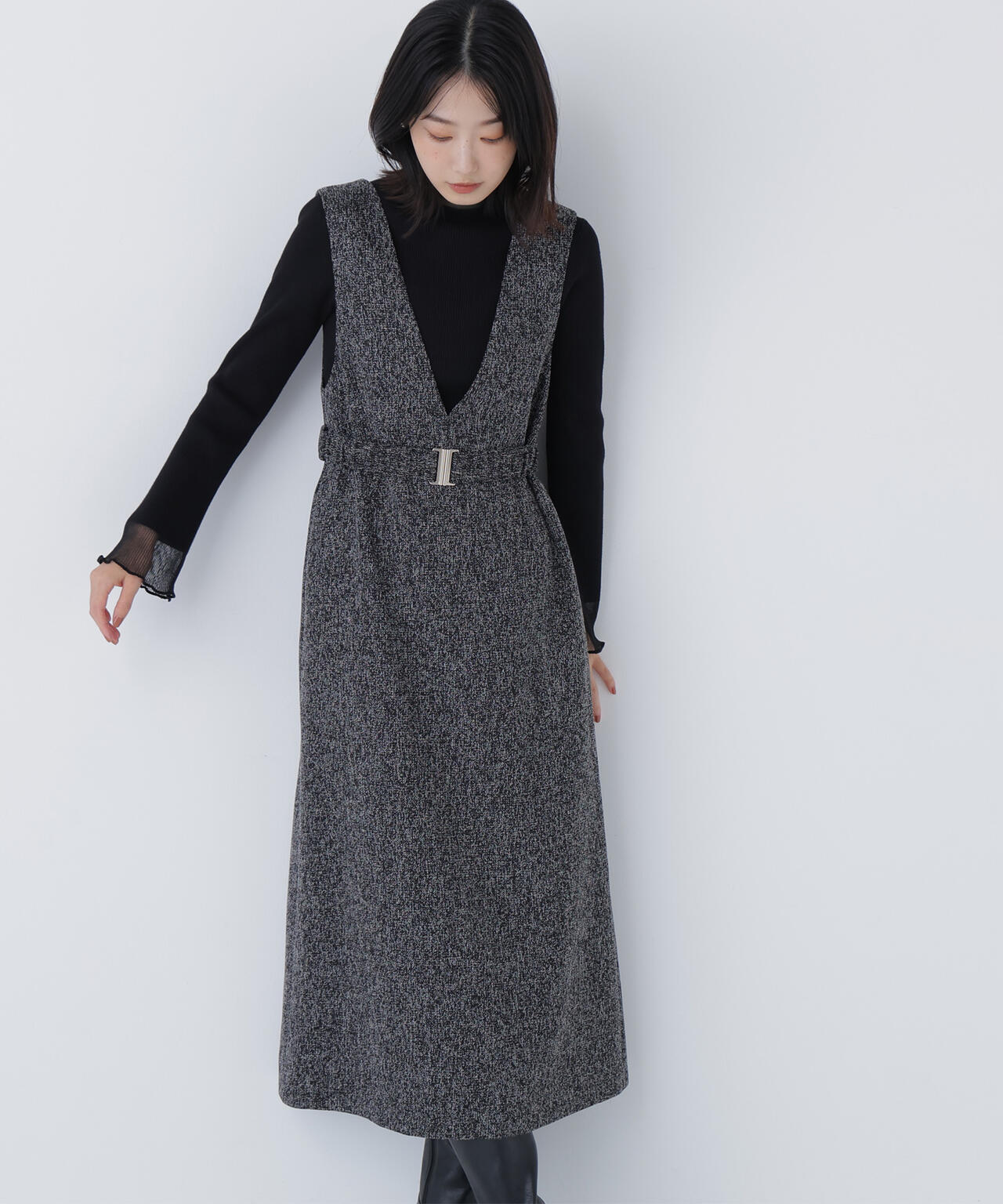 ベルト付Vネックジャンスカ