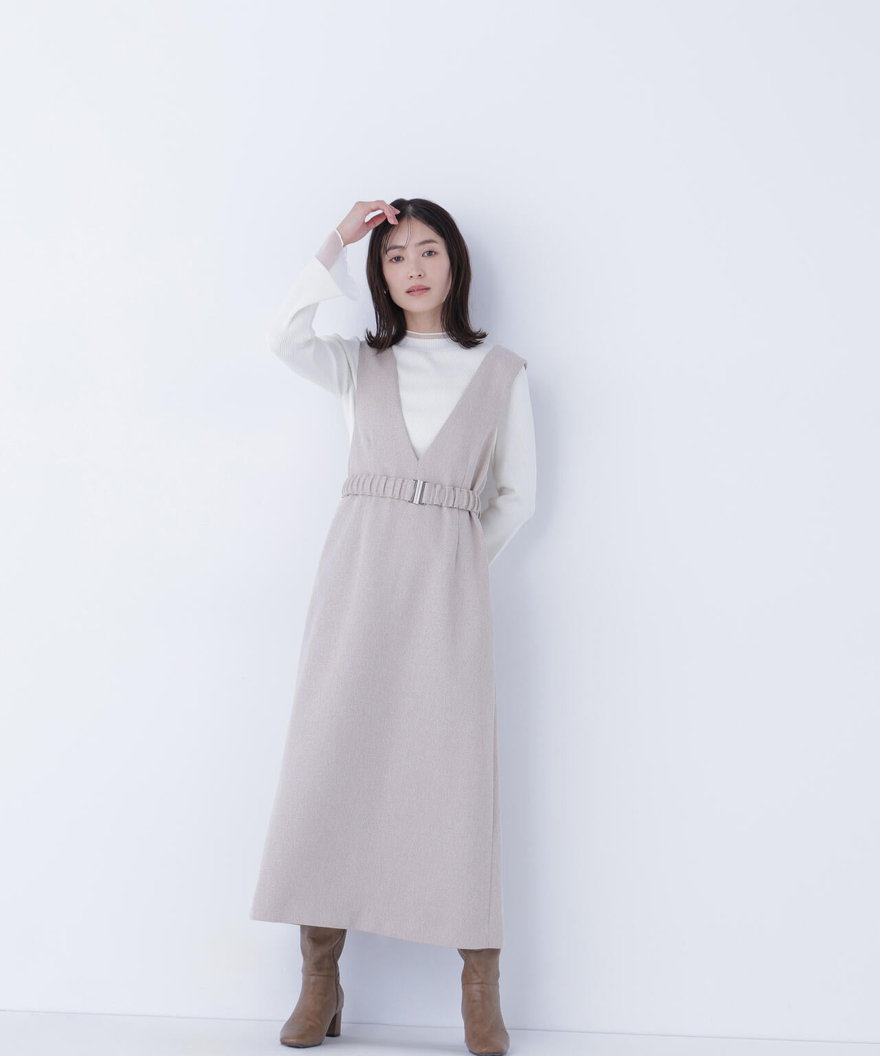 ベルト付Vネックジャンスカ