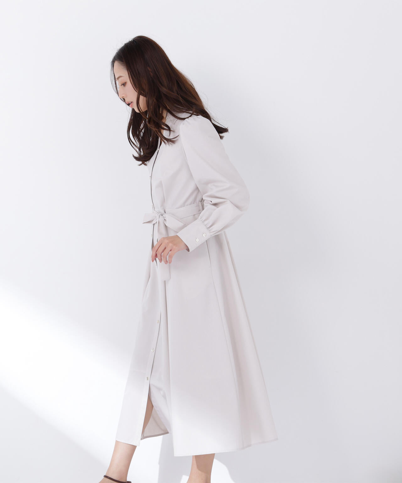 リボンベルテッドシャツワンピース