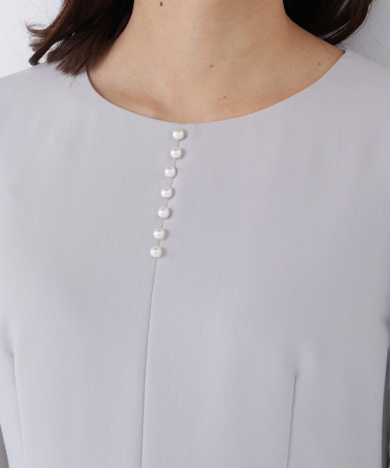 ラインパールペプラムワンピース